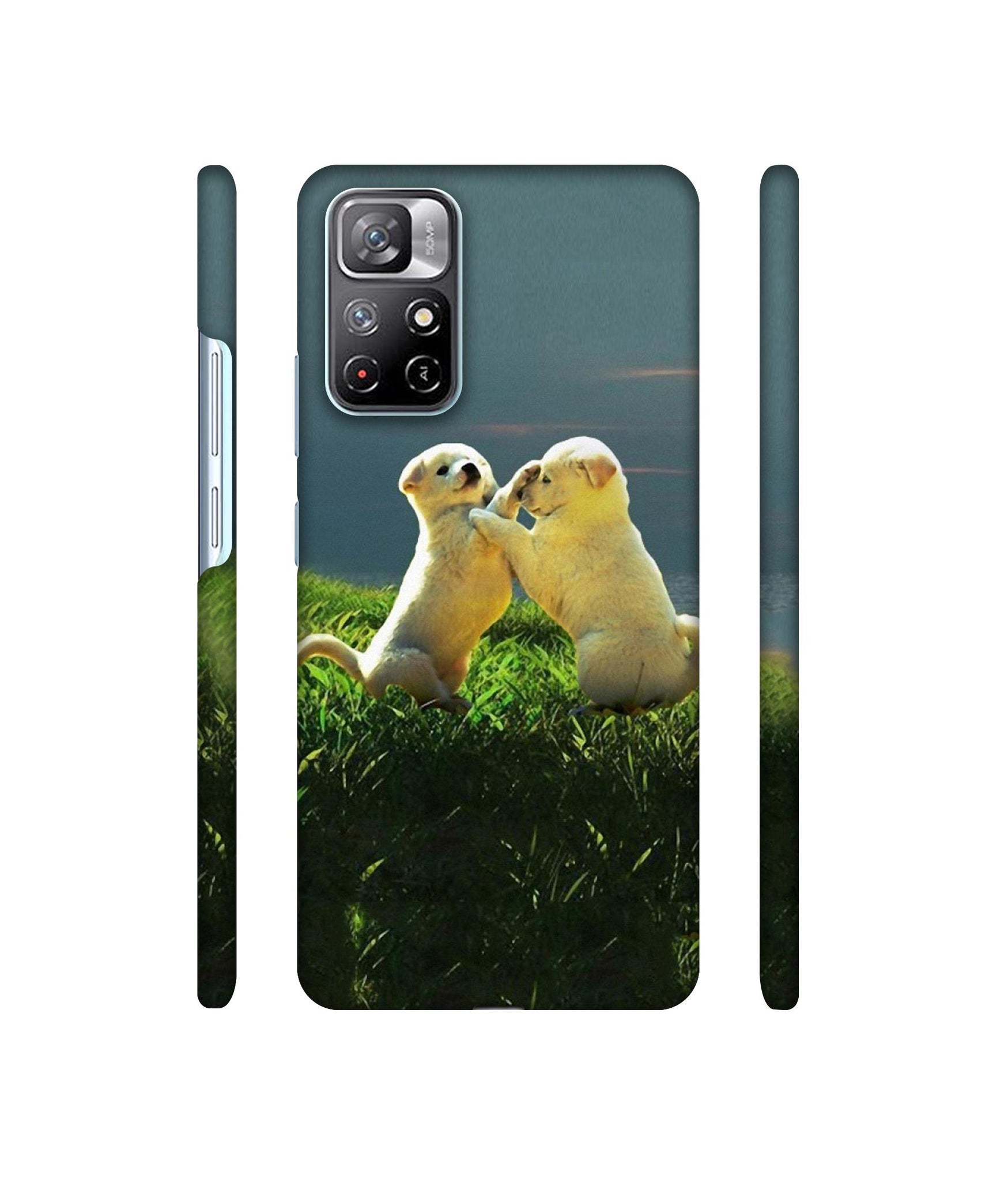 Puppy Couple Sunset Designer Hard Back Cover for Mi Redmi Note 11T 5G / Poco M4 Pro 5G