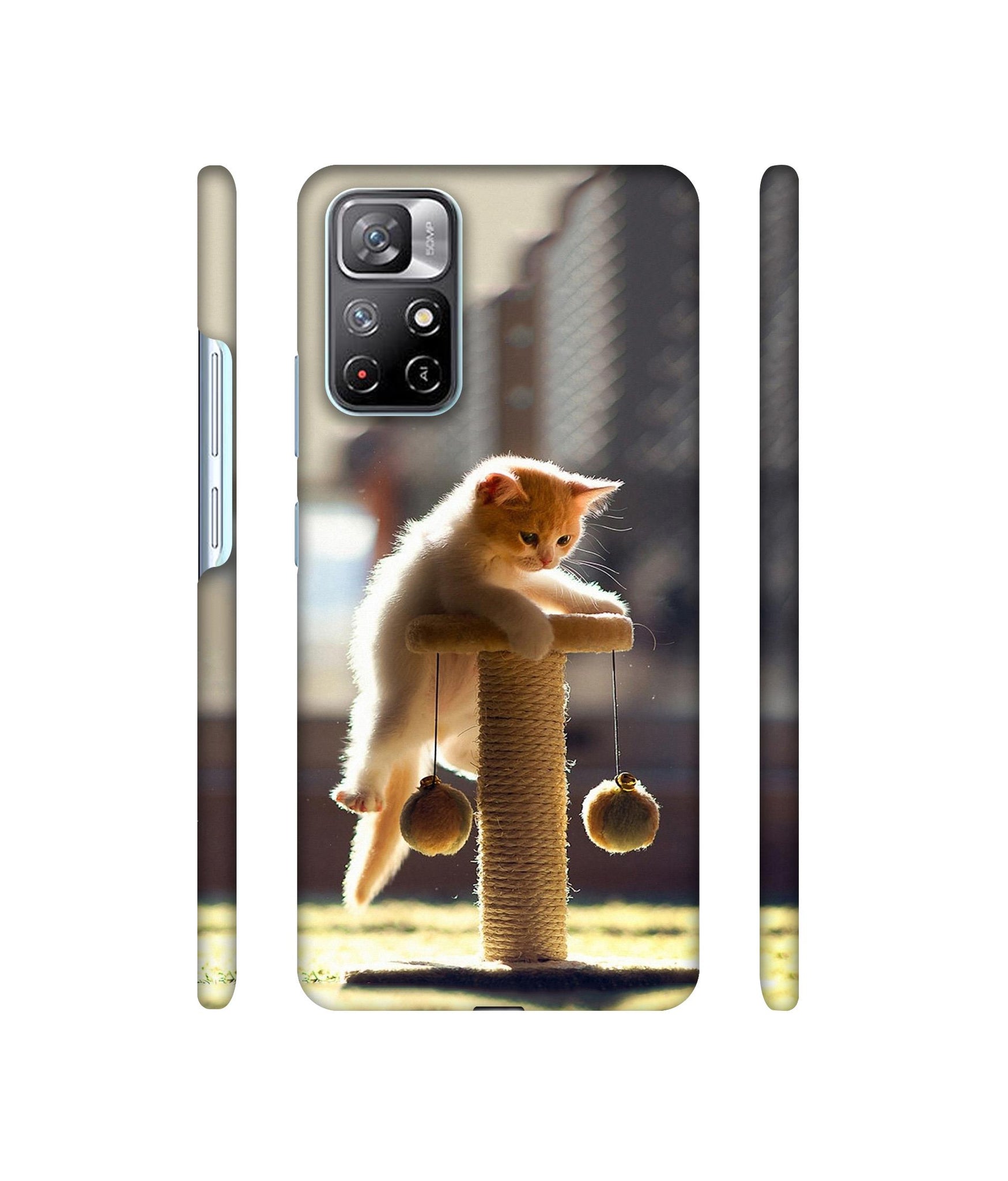 Cat Climbing Designer Hard Back Cover for Mi Redmi Note 11T 5G / Poco M4 Pro 5G