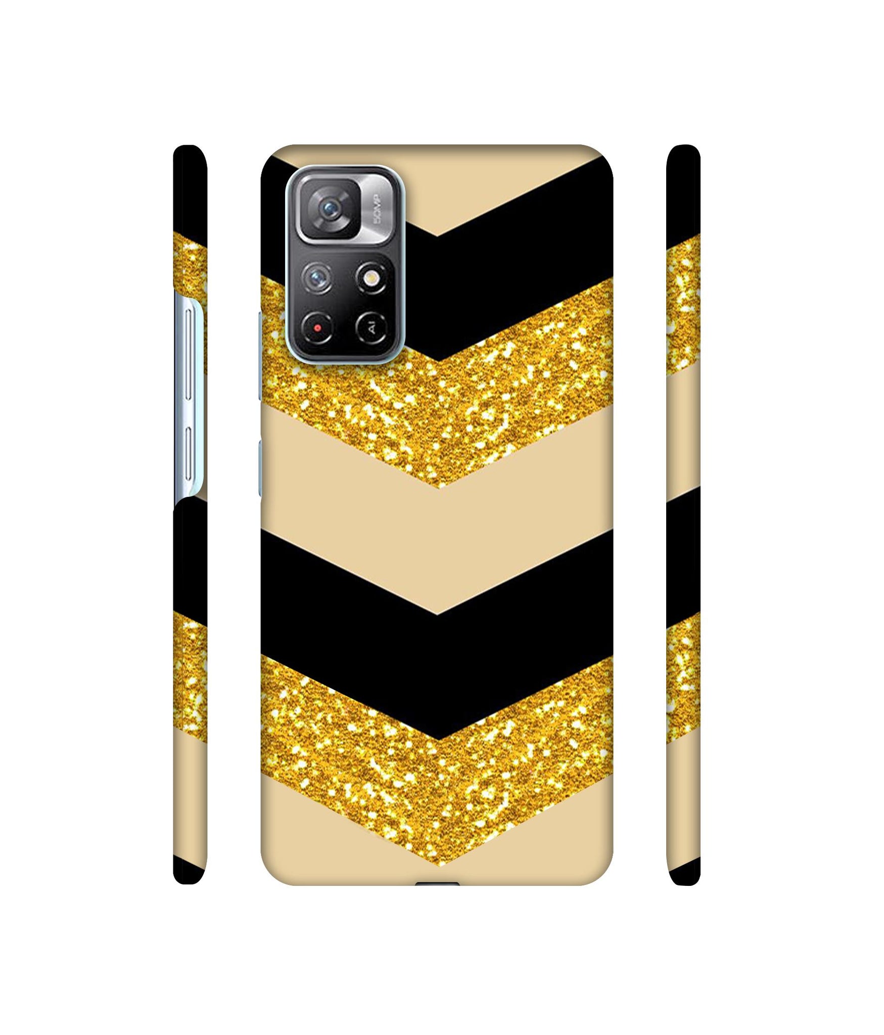 Black & Gold Designer Hard Back Cover for Mi Redmi Note 11T 5G / Poco M4 Pro 5G