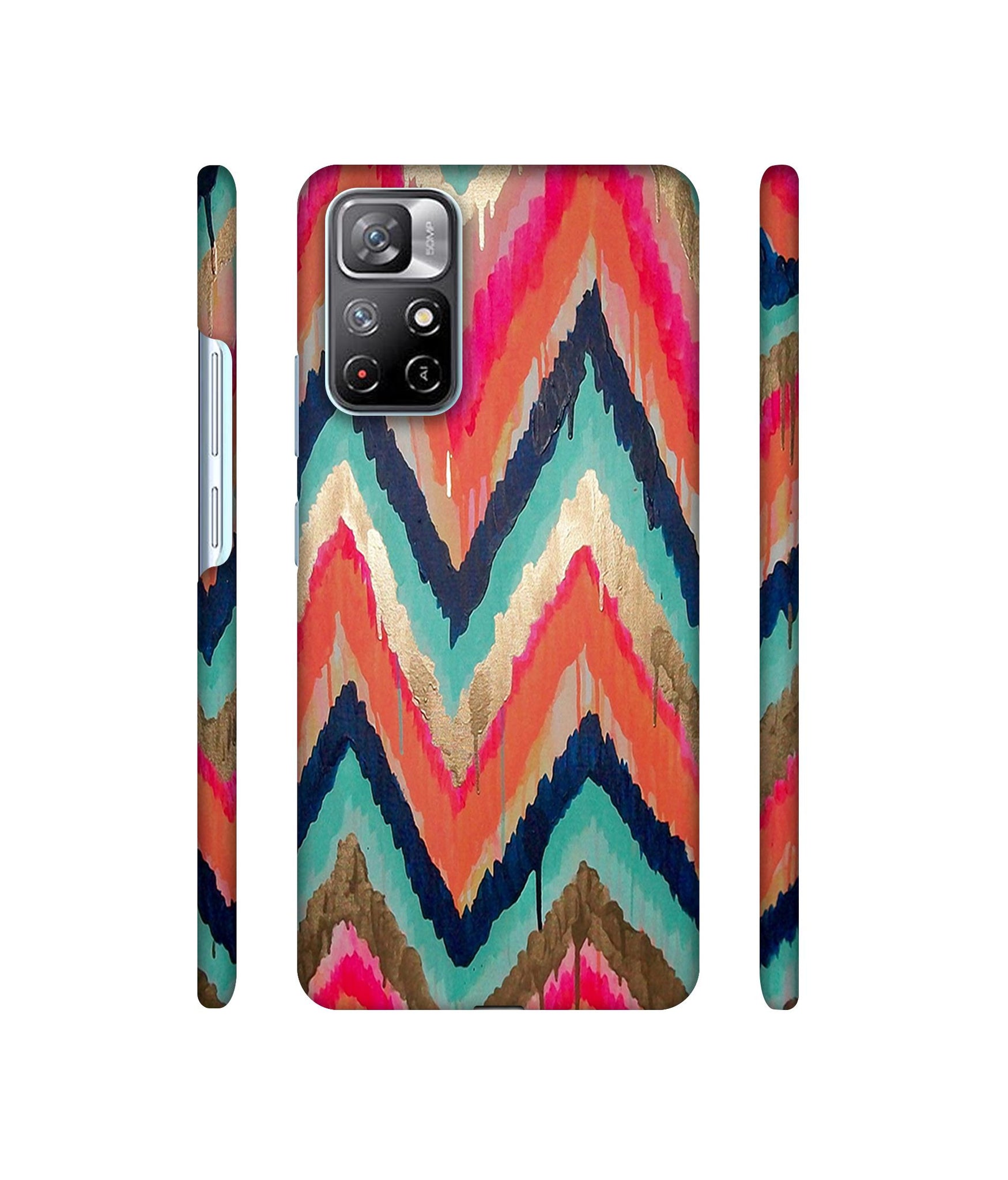 Colorful Zig-Zag Lines Art Designer Hard Back Cover for Mi Redmi Note 11T 5G / Poco M4 Pro 5G