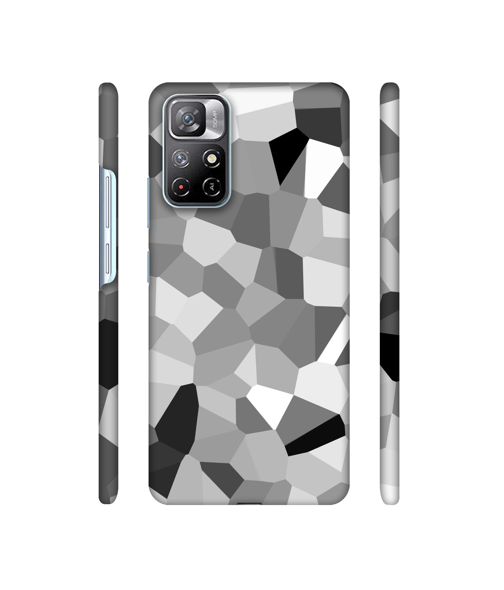 Black & White Mathematical Shape Designer Hard Back Cover for Mi Redmi Note 11T 5G / Poco M4 Pro 5G