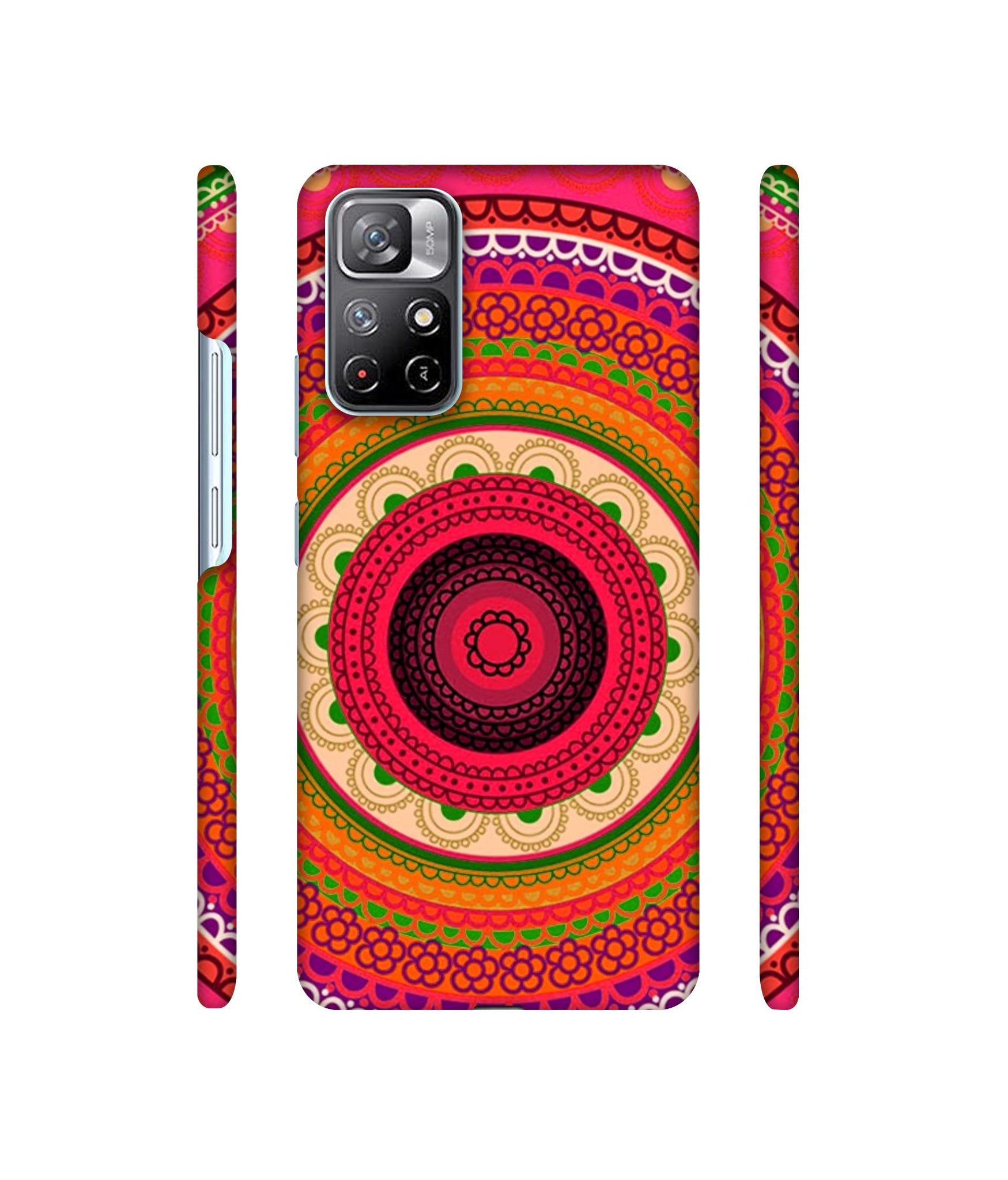 Round Rangoli Designer Hard Back Cover for Mi Redmi Note 11T 5G / Poco M4 Pro 5G