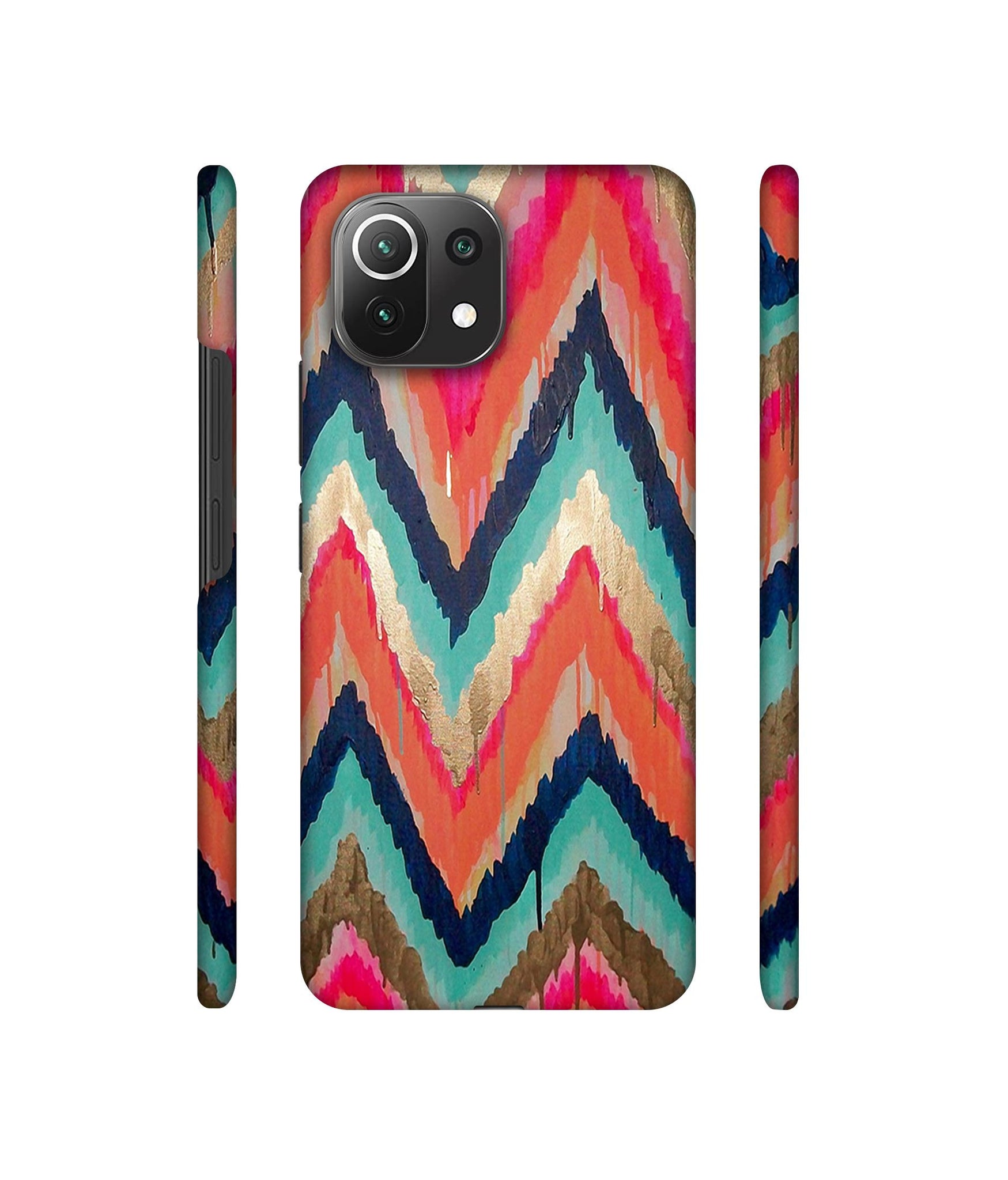 Colorful Zig-Zag Lines Art Designer Hard Back Cover for Mi 11 Lite NE 5G