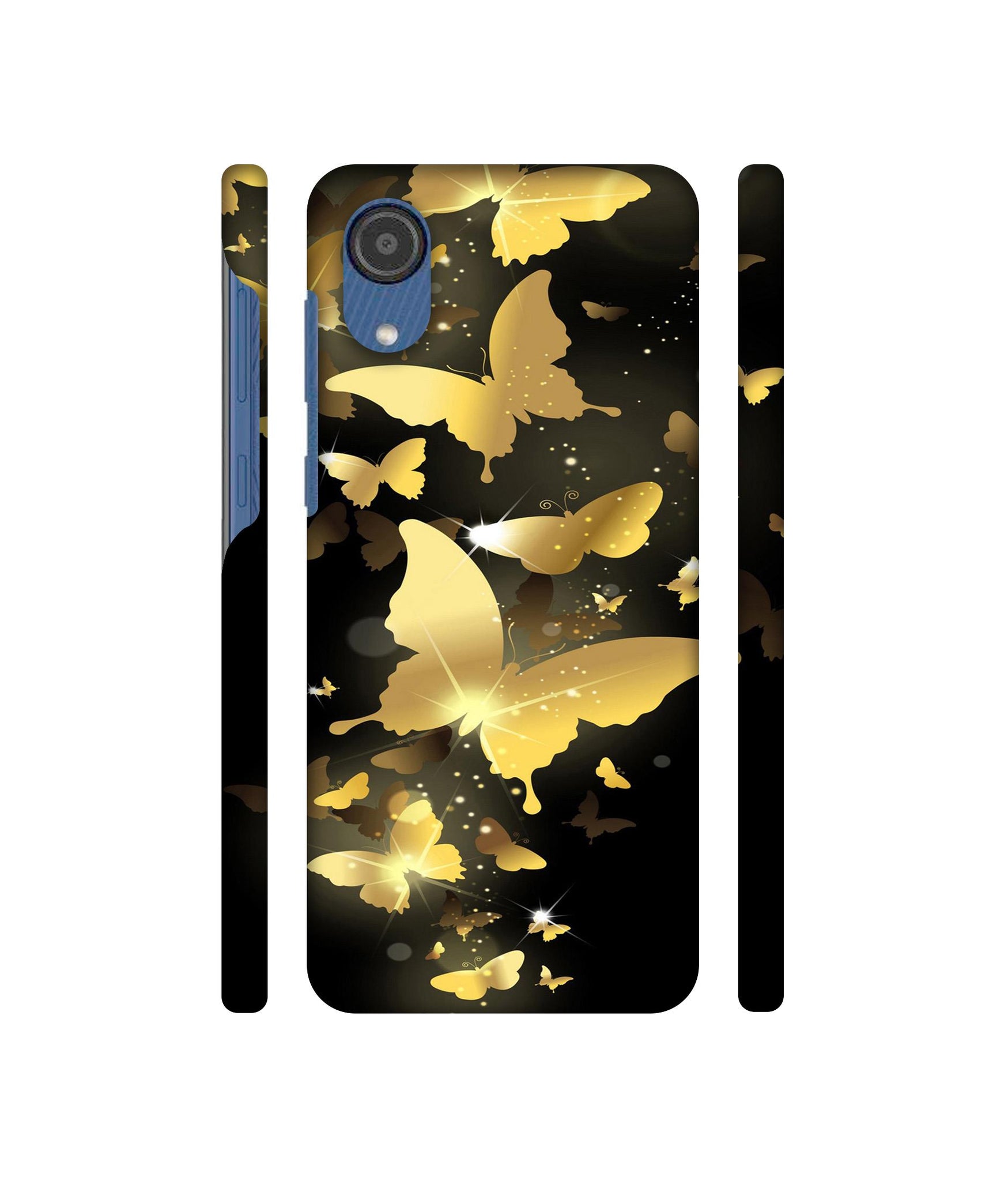 Golden Butterfly Pattern Designer Hard Back Cover for Samsung Galaxy M03