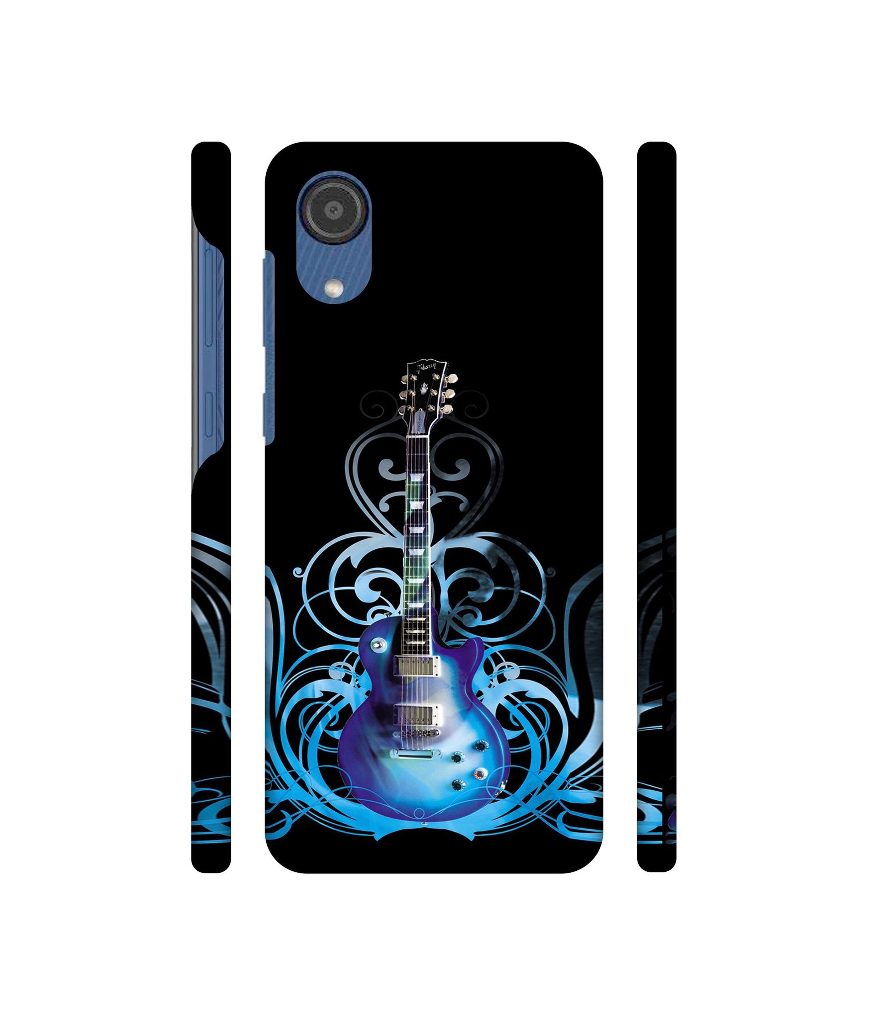 Guitar In Blue Pattern Designer Hard Back Cover for Samsung Galaxy M03