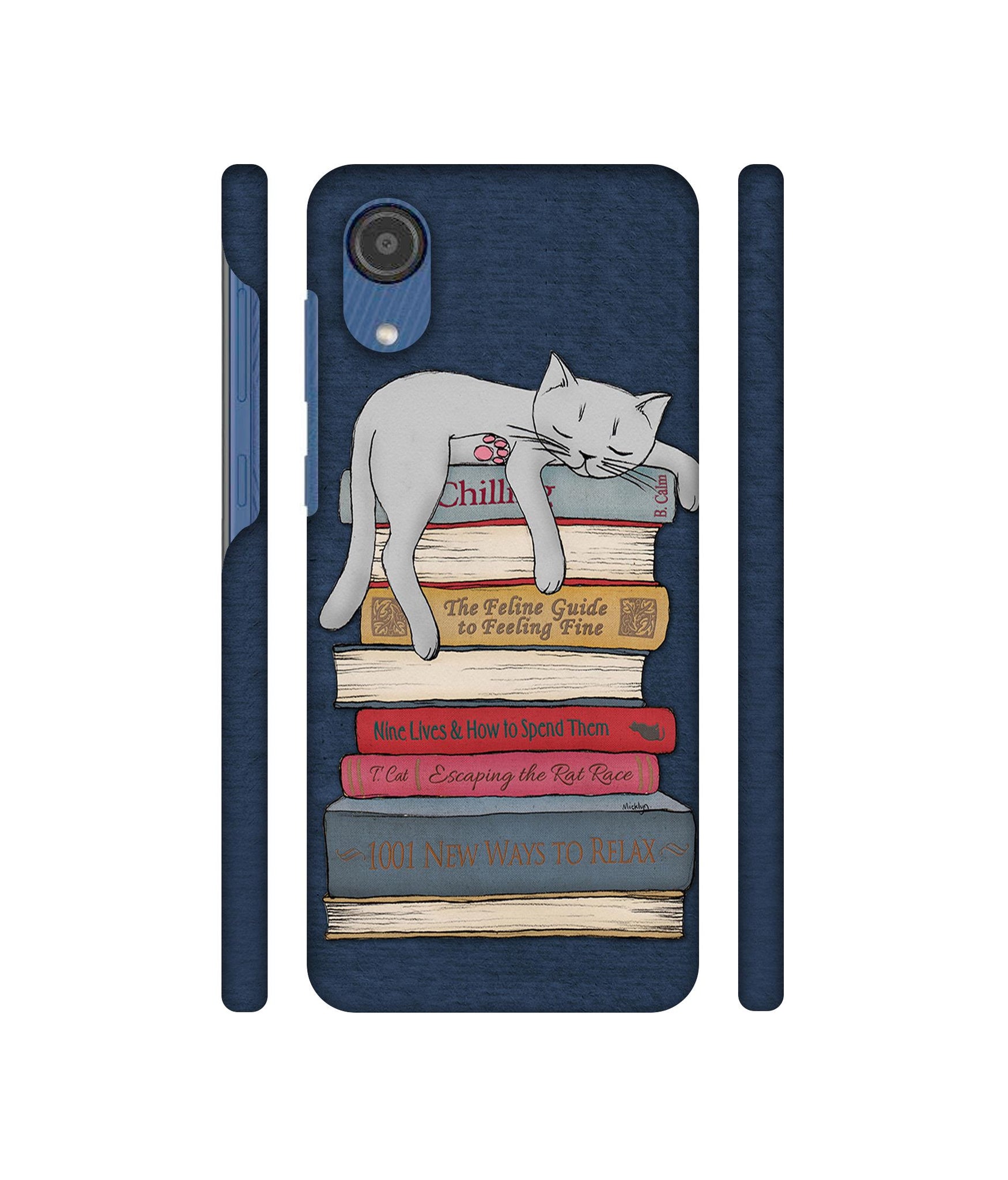 Cat Sleeping On The Books Designer Hard Back Cover for Samsung Galaxy M03