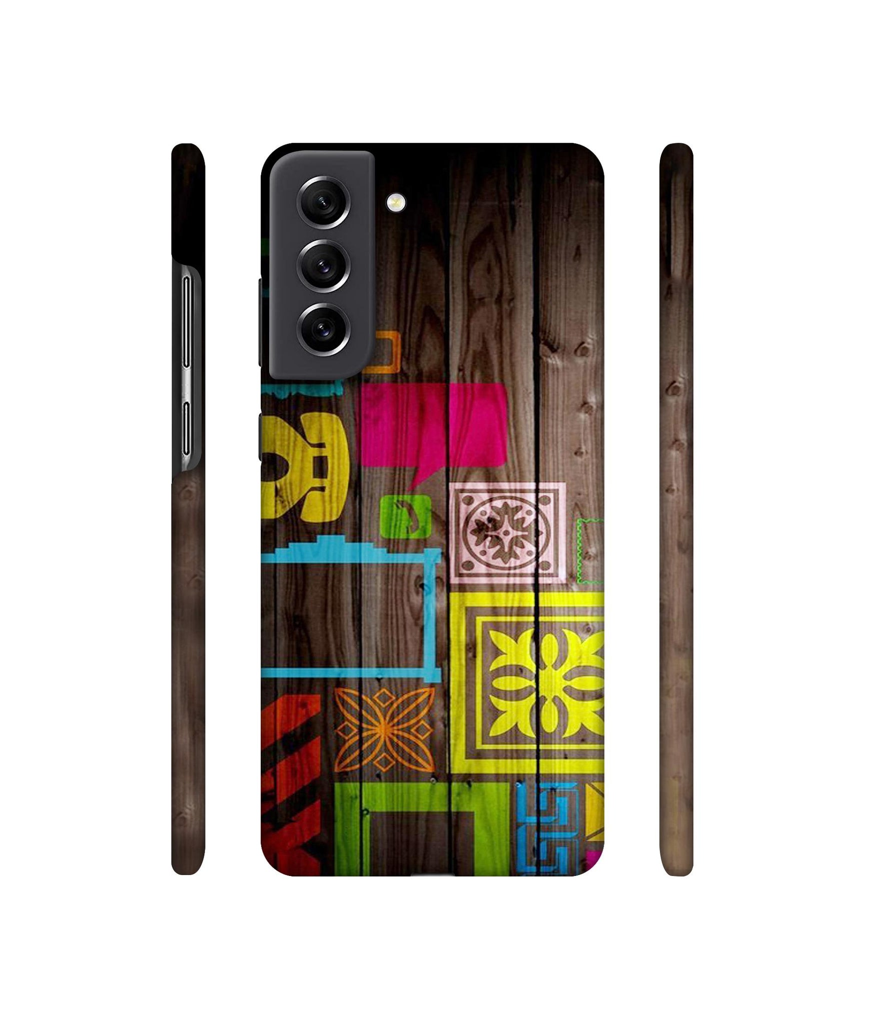 Stamps on Wooden Texture Designer Hard Back Cover for Samsung Galaxy S21 FE 5G