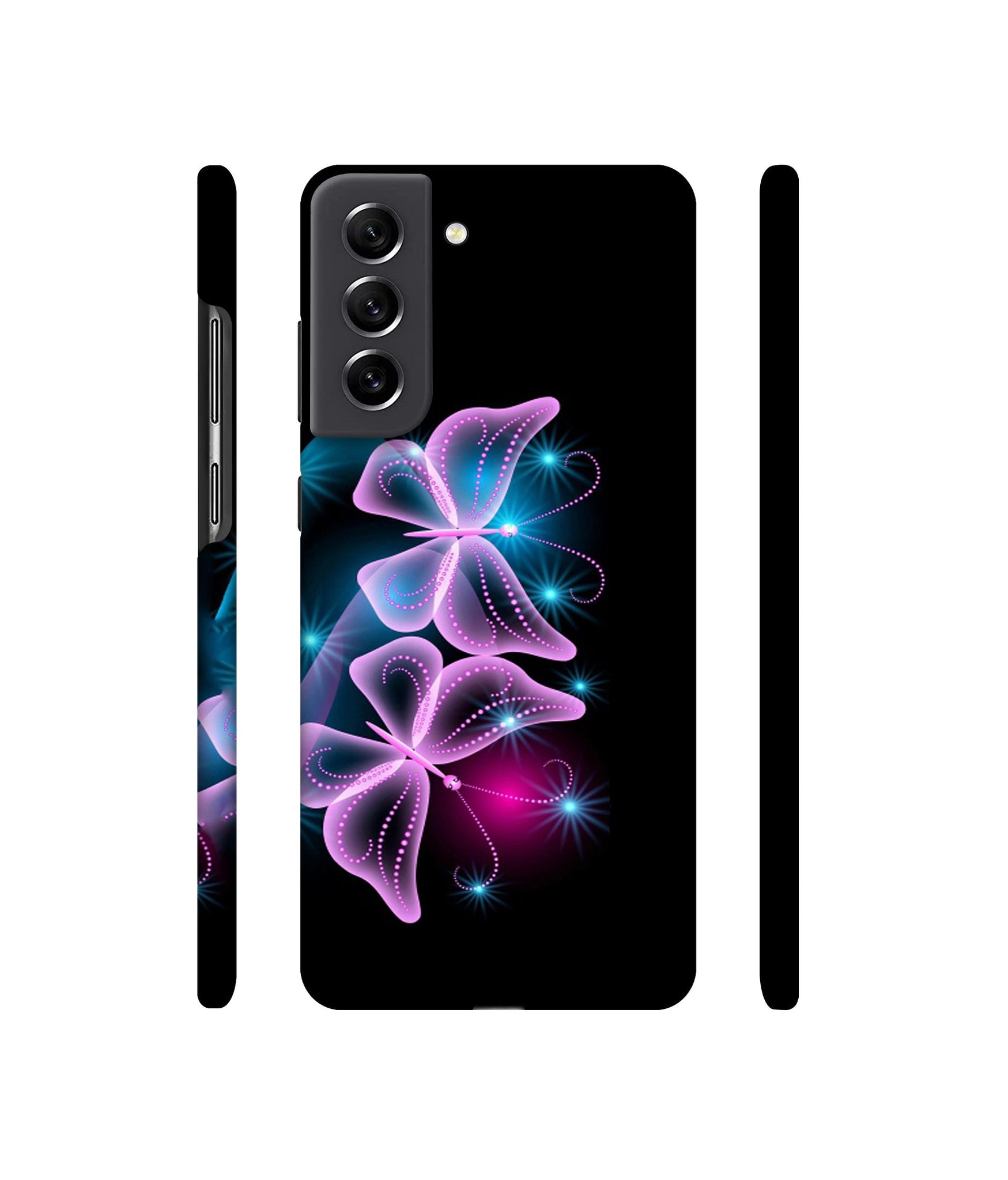 Butterflies Neon Light Designer Hard Back Cover for Samsung Galaxy S21 FE 5G