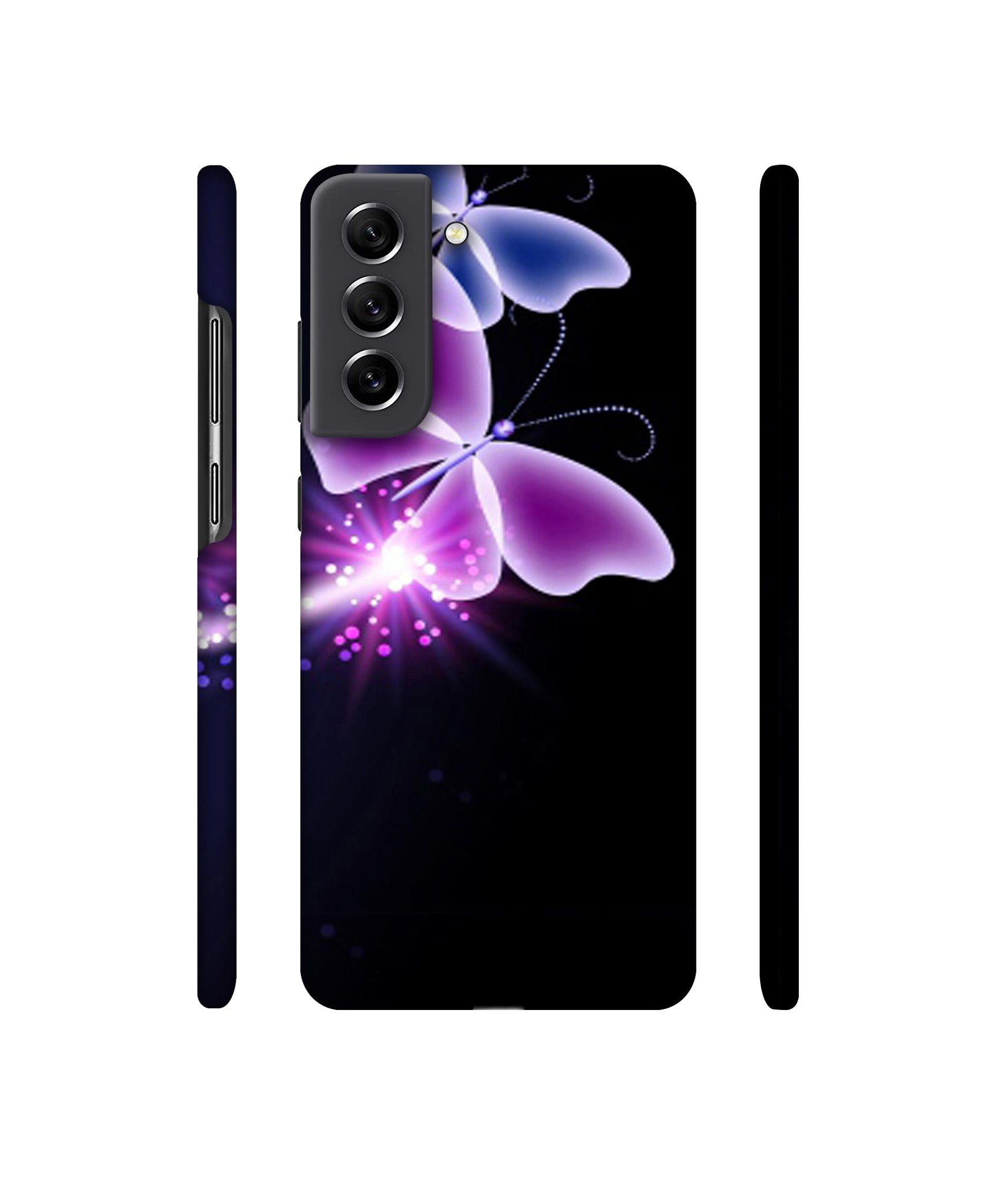 Neon Butterfly Light Abstract Shine Designer Hard Back Cover for Samsung Galaxy S21 FE 5G
