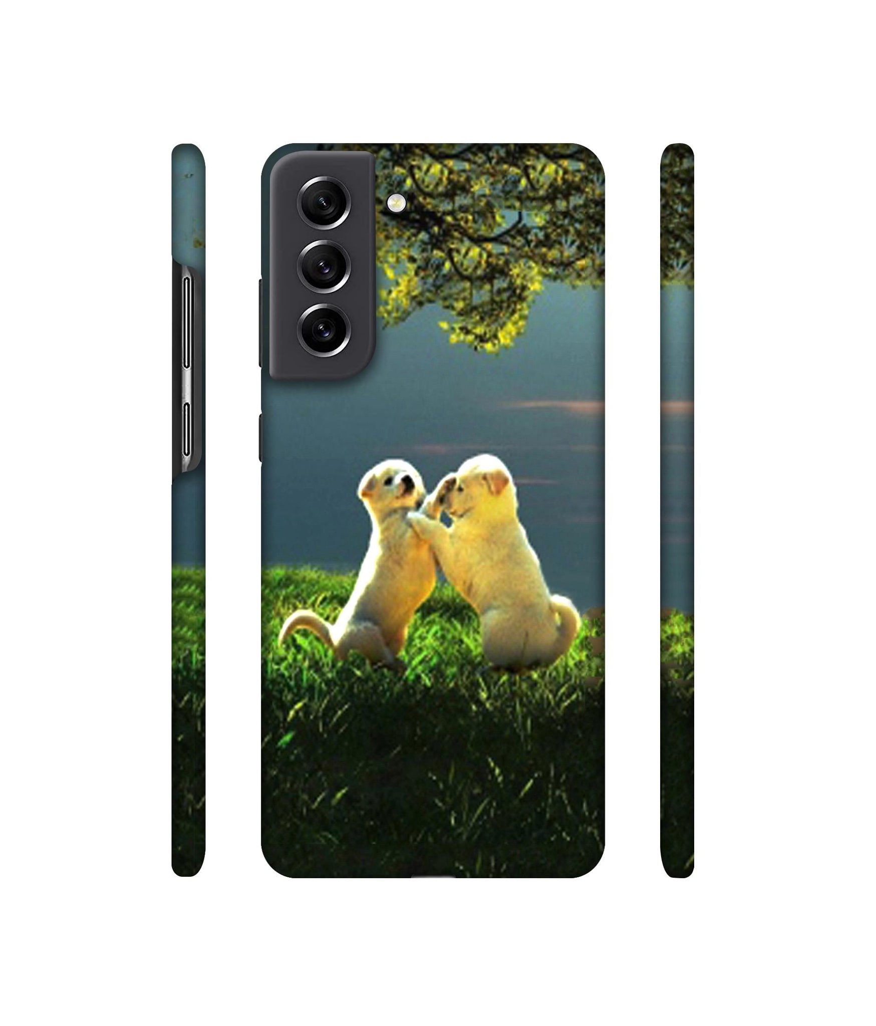 Puppy Couple Play Kids Nature Designer Hard Back Cover for Samsung Galaxy S21 FE 5G
