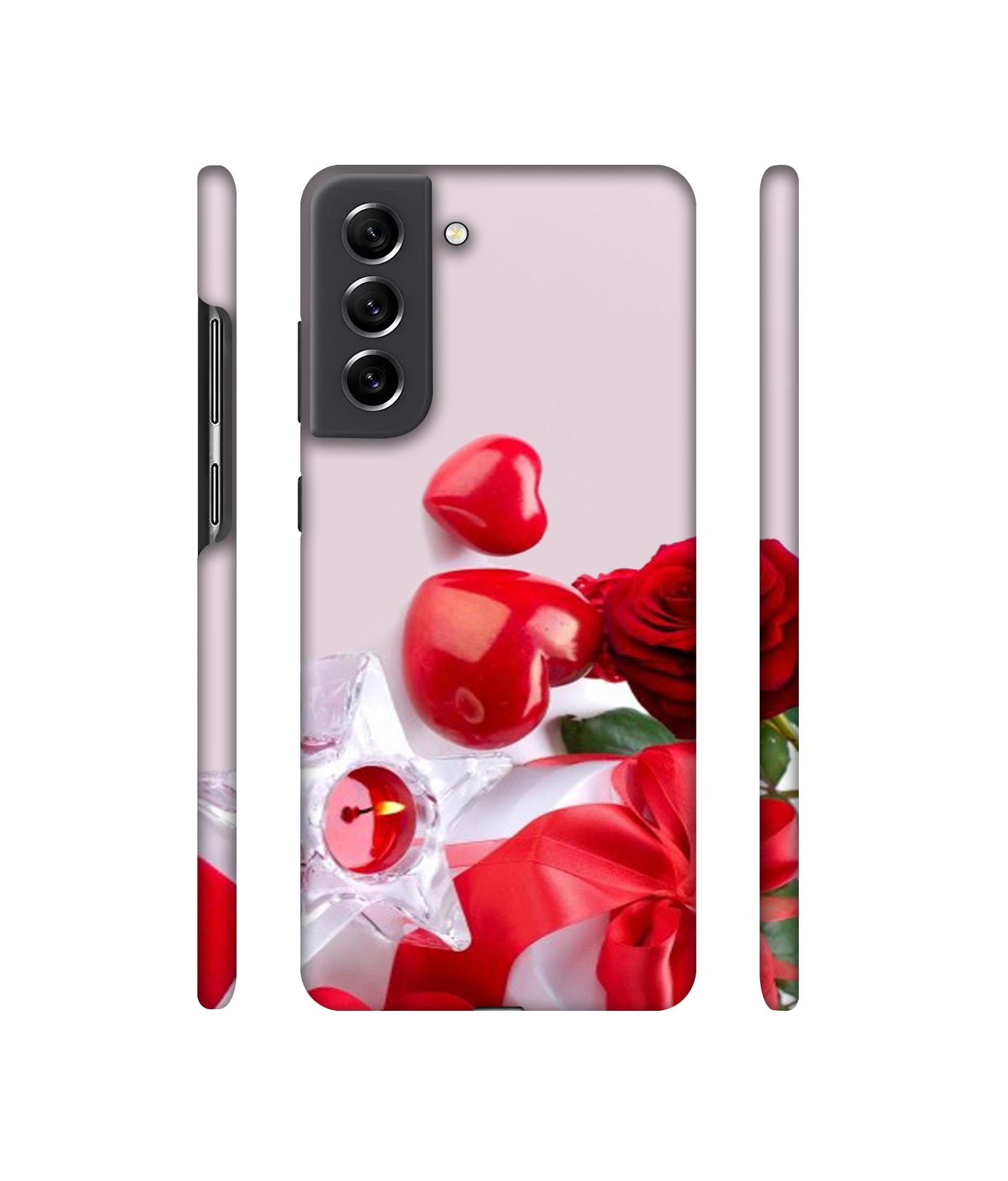 Red Rose Heart Valentines Couple Designer Hard Back Cover for Samsung Galaxy S21 FE 5G