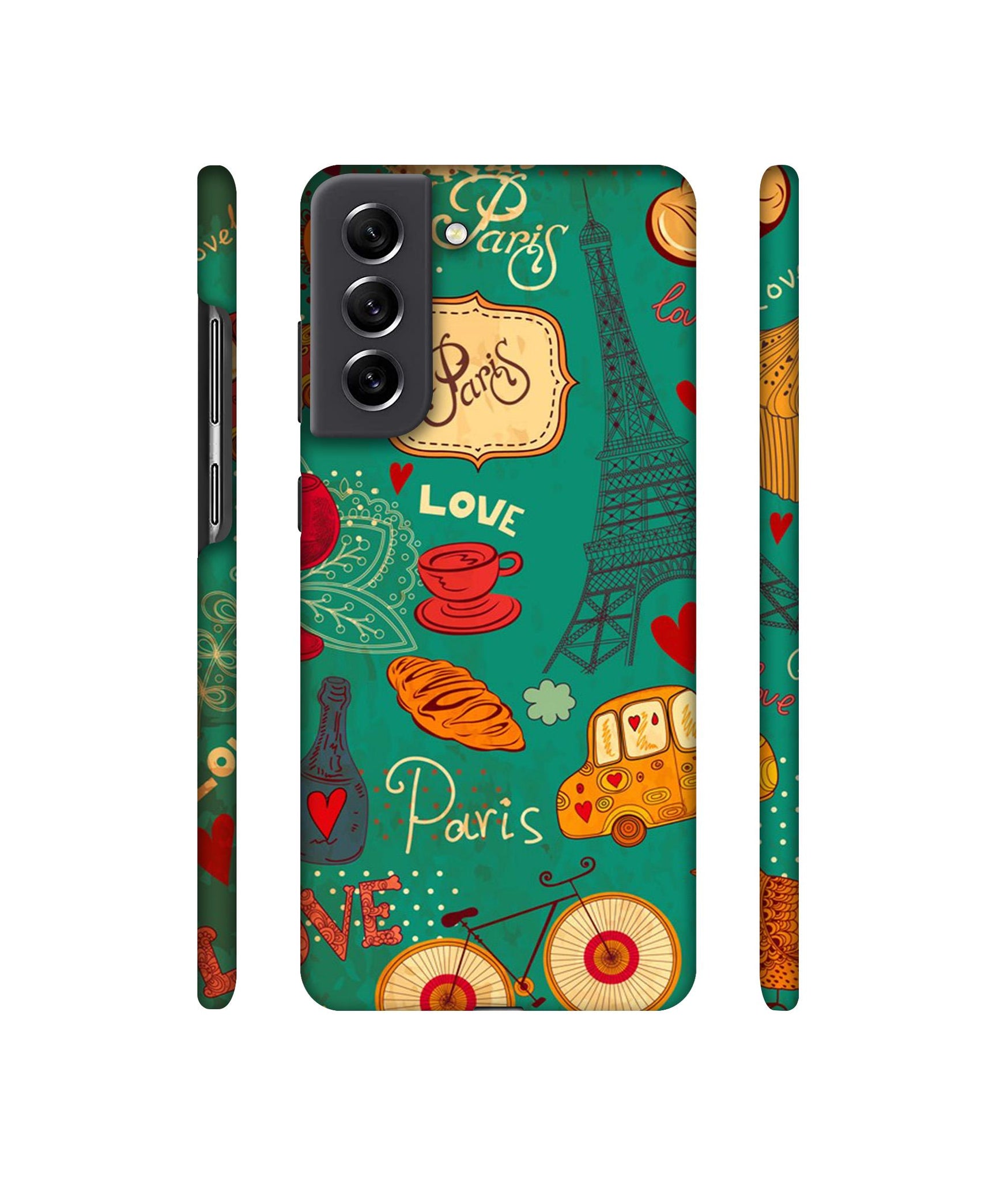 Paris Love Print Designer Hard Back Cover for Samsung Galaxy S21 FE 5G