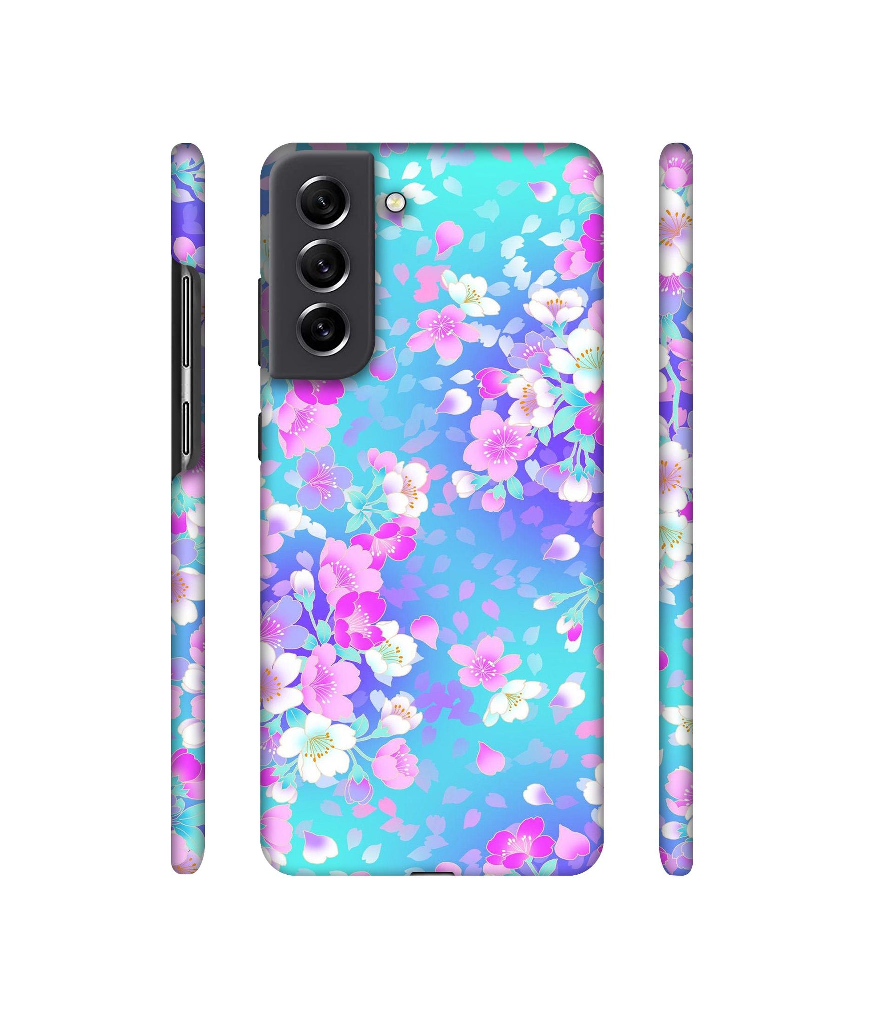 Floral Blue Pattern Designer Hard Back Cover for Samsung Galaxy S21 FE 5G