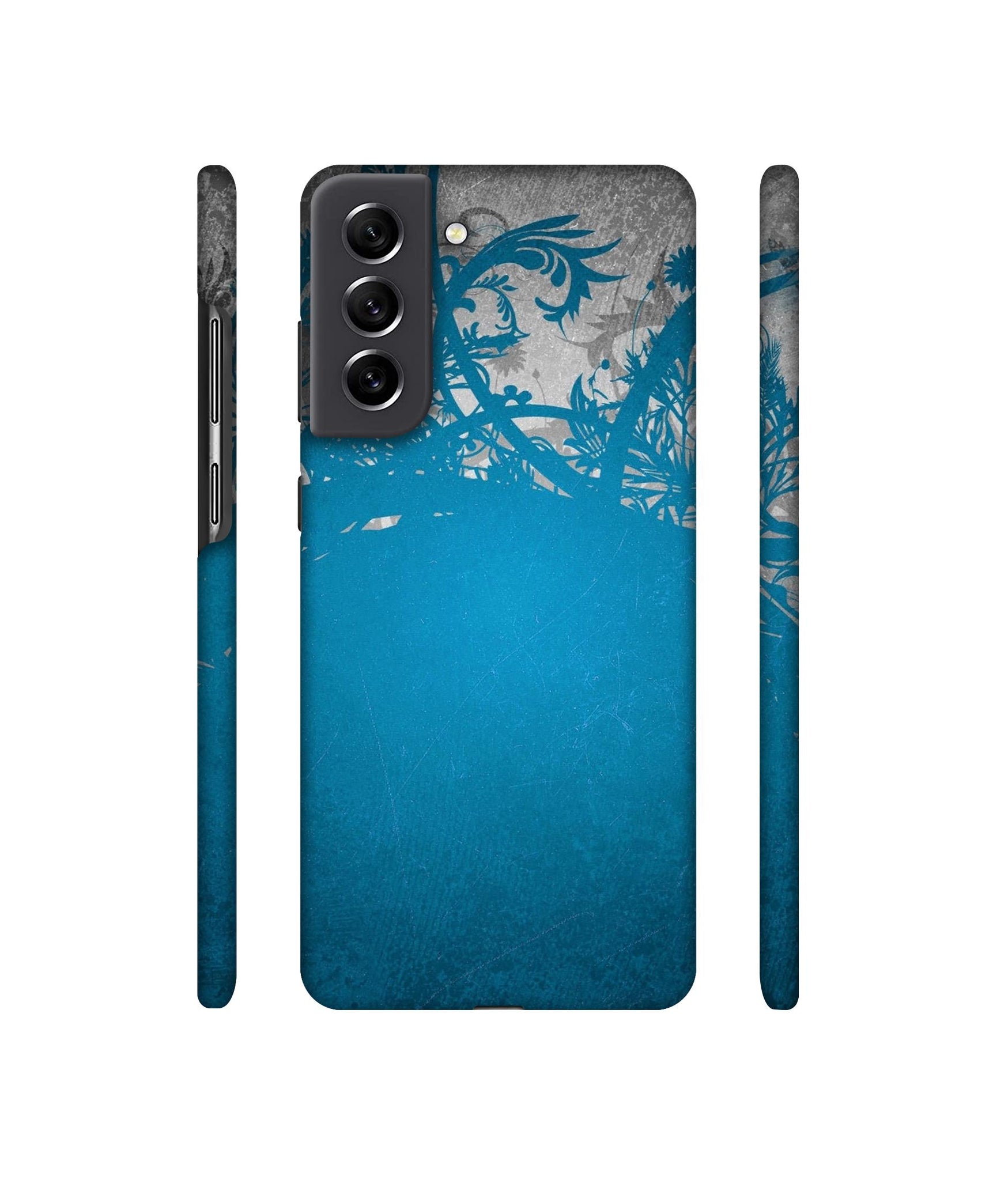 Blue Floral Pattern Designer Hard Back Cover for Samsung Galaxy S21 FE 5G