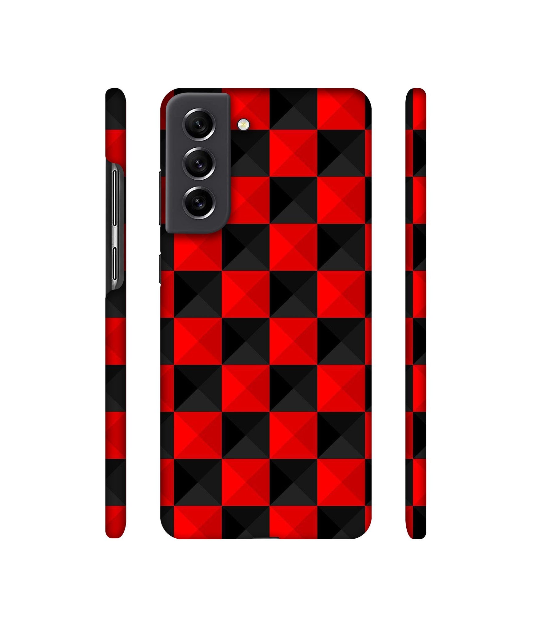 Red N Black Cubes Designer Hard Back Cover for Samsung Galaxy S21 FE 5G