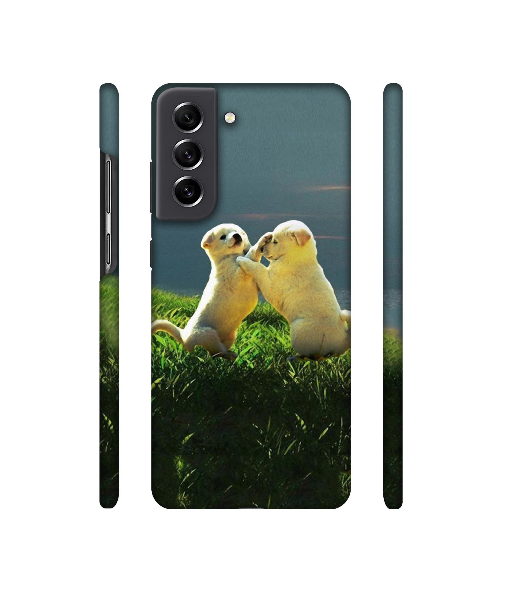 Puppy Couple Sunset Designer Hard Back Cover for Samsung Galaxy S21 FE 5G