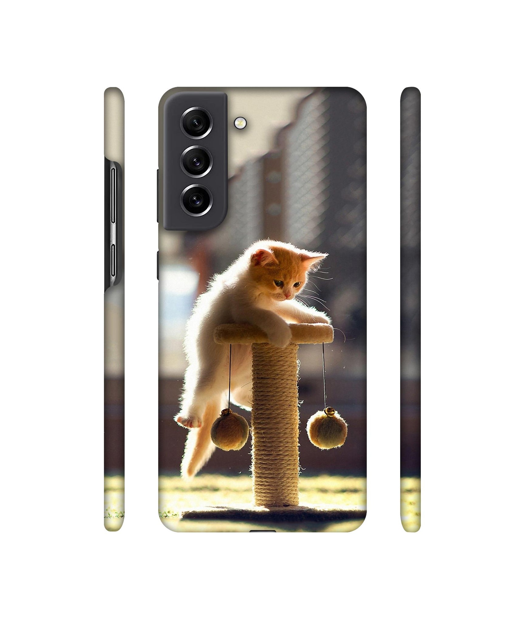 Cat Climbing Designer Hard Back Cover for Samsung Galaxy S21 FE 5G