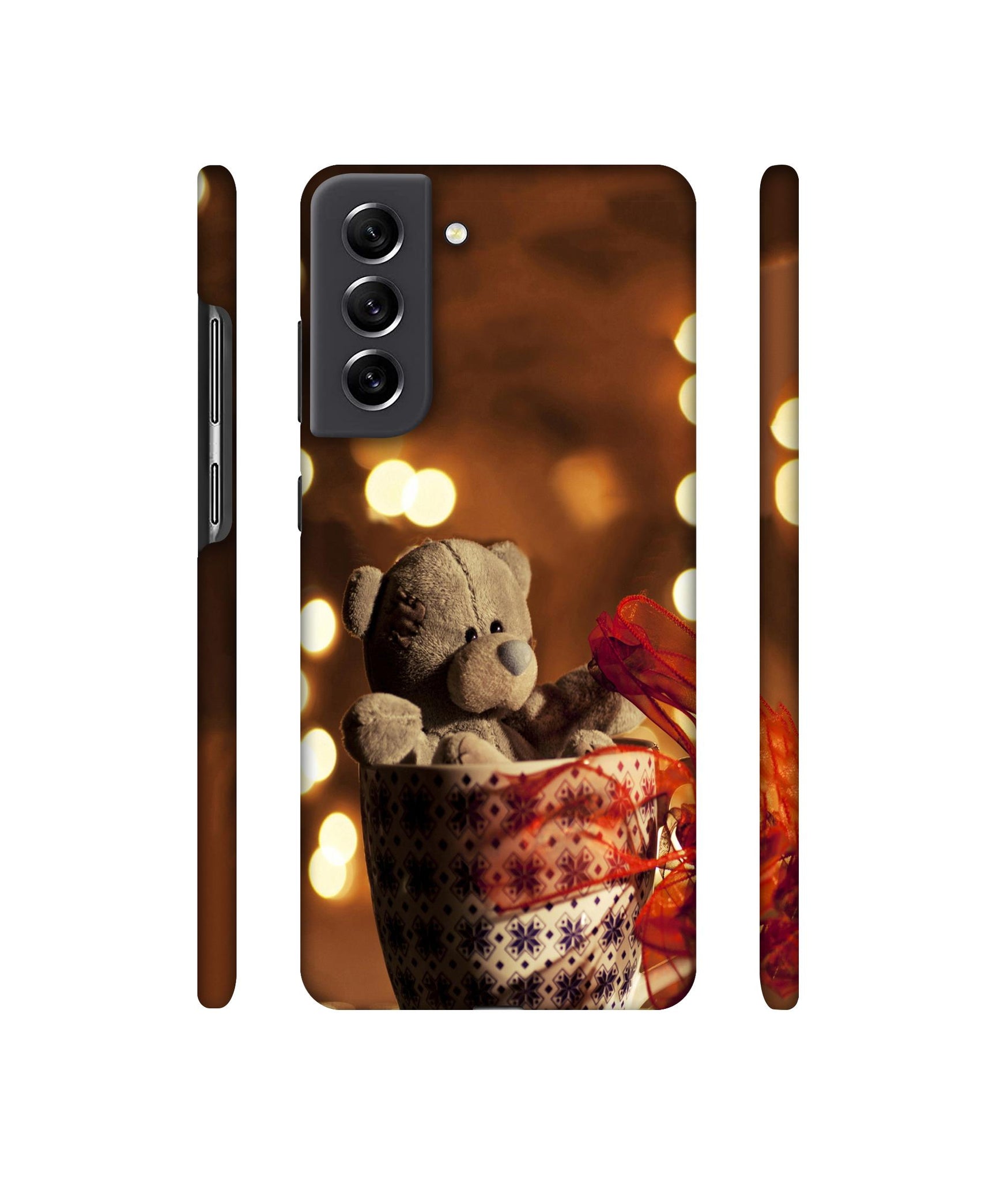 Teddy In Cup Designer Hard Back Cover for Samsung Galaxy S21 FE 5G