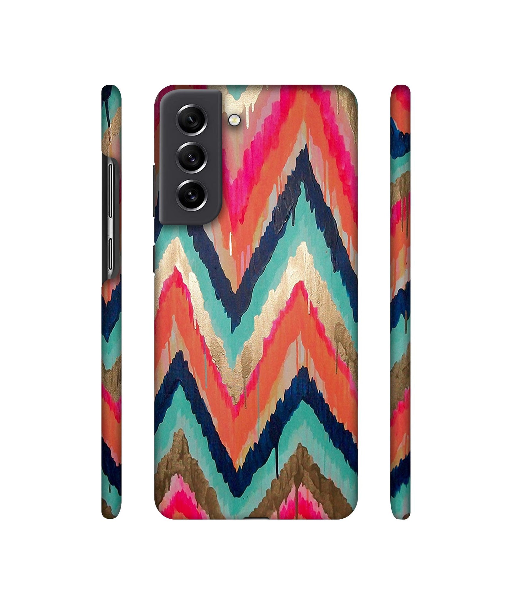 Colorful Zig-Zag Lines Art Designer Hard Back Cover for Samsung Galaxy S21 FE 5G