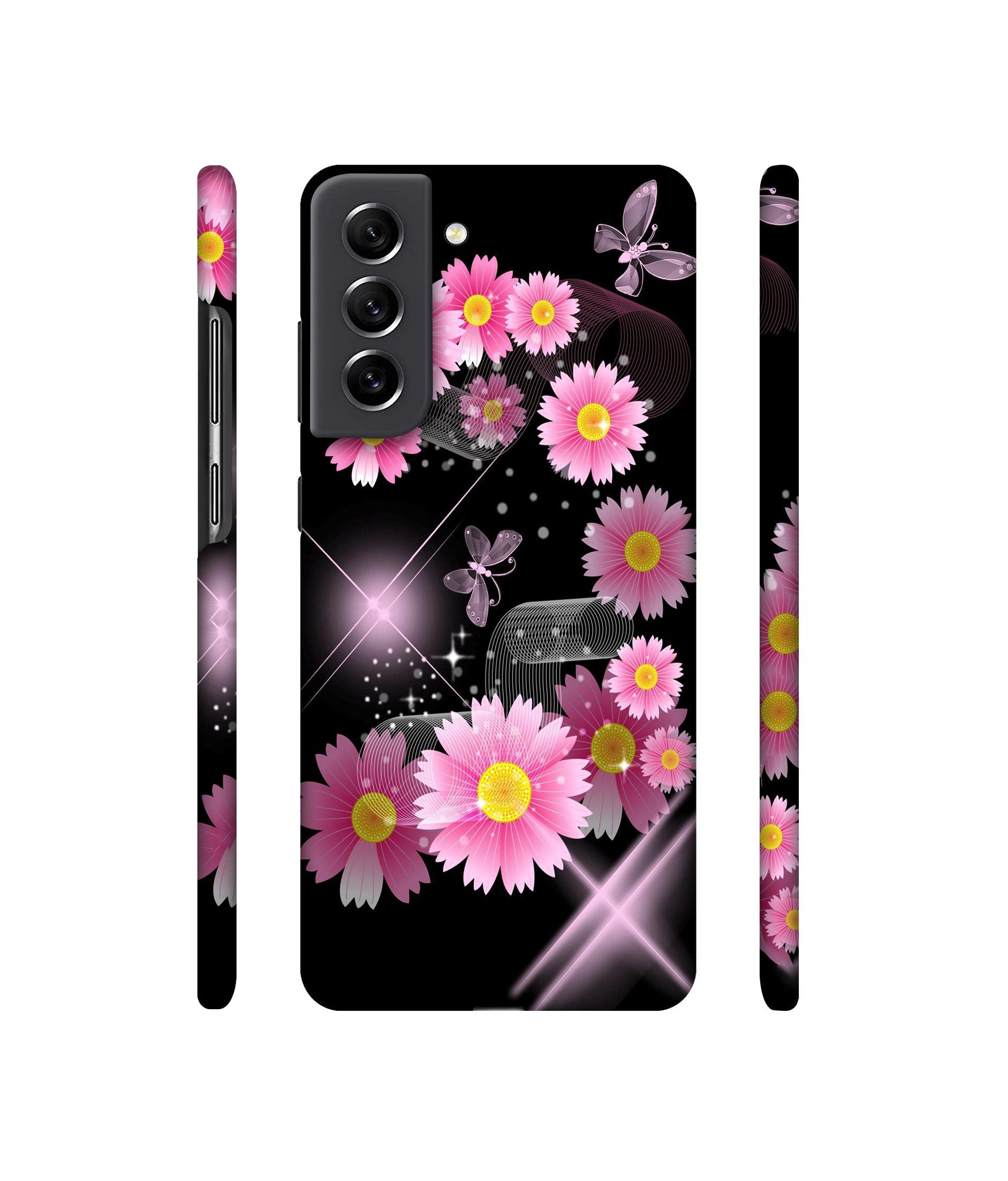 Pink Flower Designer Hard Back Cover for Samsung Galaxy S21 FE 5G