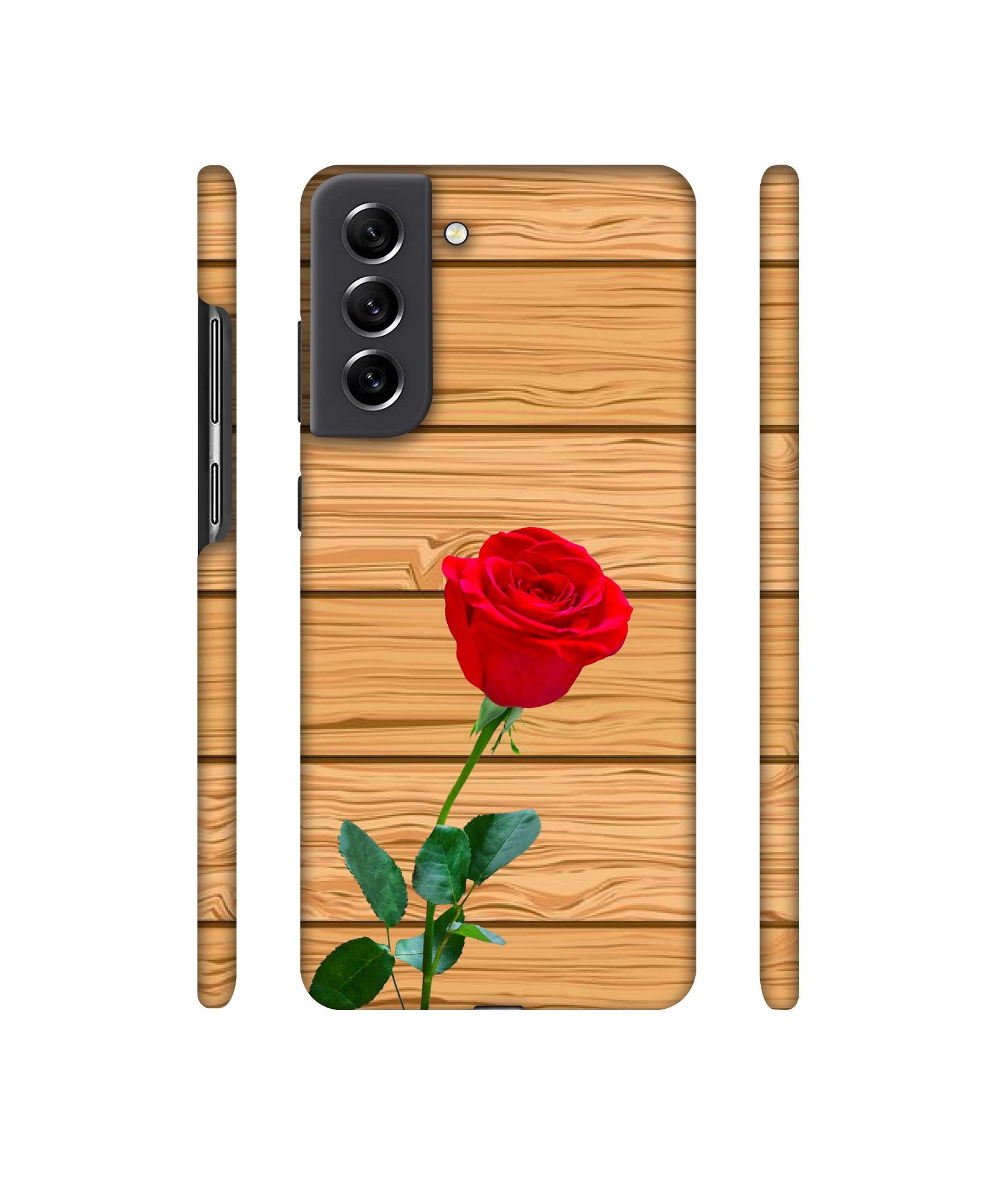 Rose With Wooden Texture Designer Hard Back Cover for Samsung Galaxy S21 FE 5G