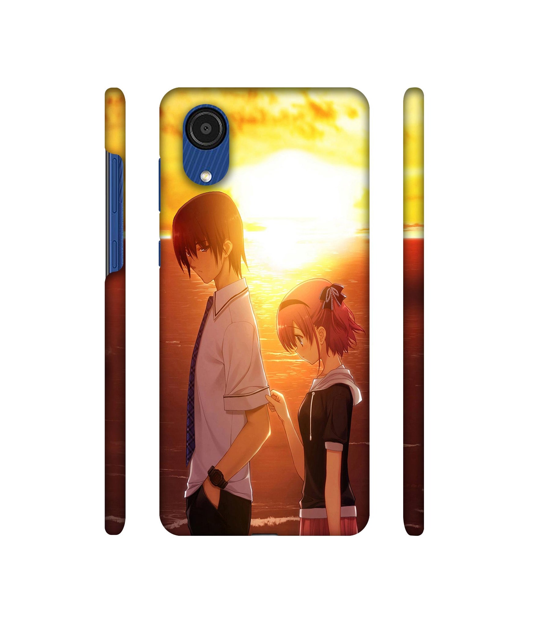 Girl Boy Sunset Sea Designer Hard Back Cover for Samsung Galaxy A03 Core
