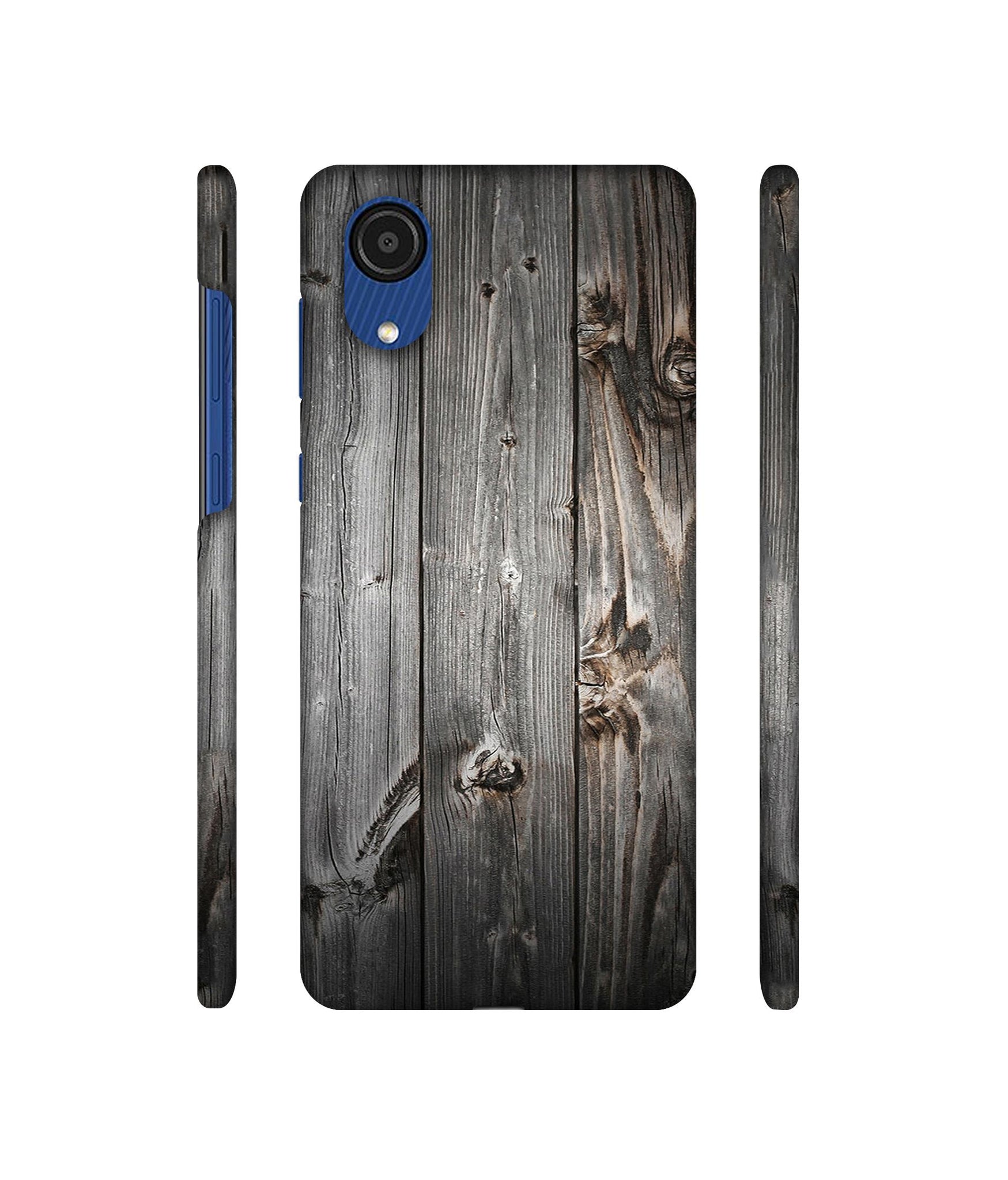 Grey Wooden Texture Designer Hard Back Cover for Samsung Galaxy A03 Core