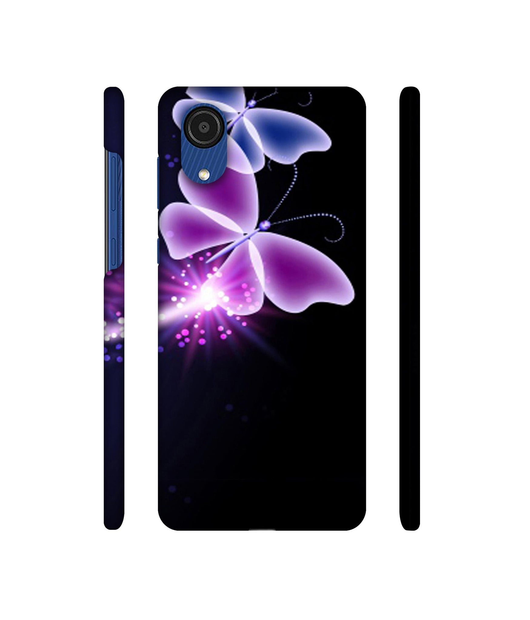 Neon Butterfly Light Abstract Shine Designer Hard Back Cover for Samsung Galaxy A03 Core
