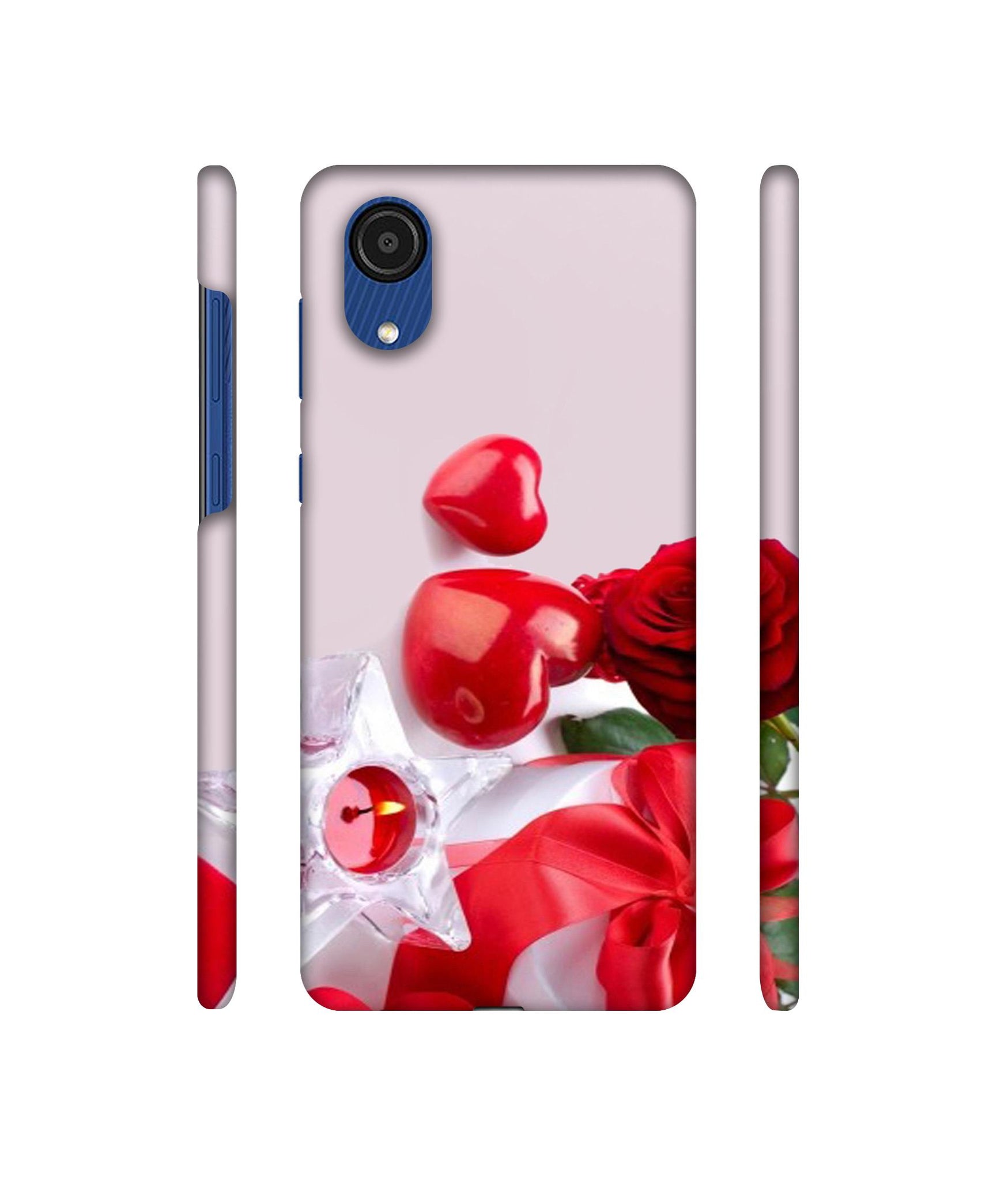 Red Rose Heart Valentines Couple Designer Hard Back Cover for Samsung Galaxy A03 Core