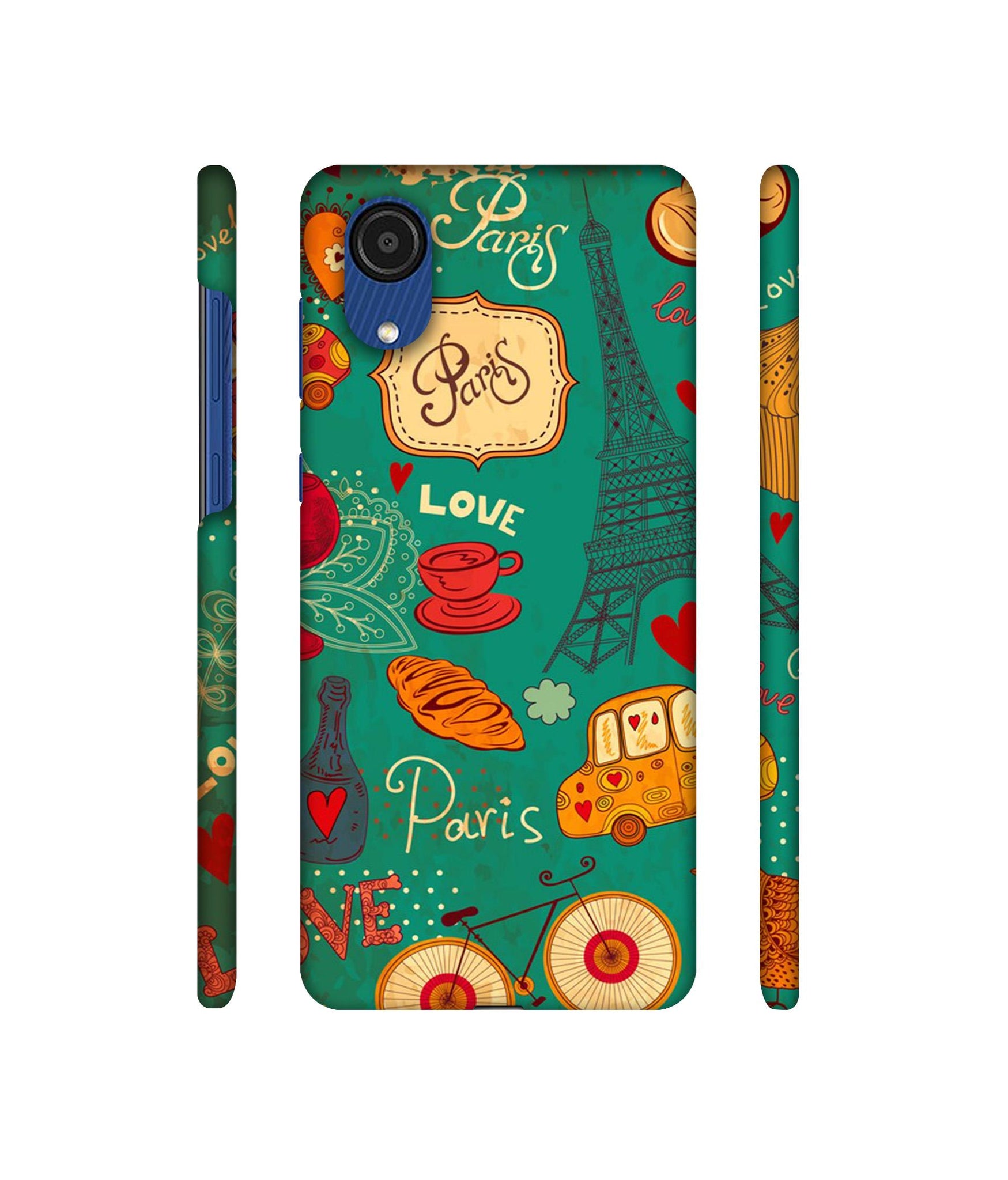 Paris Love Print Designer Hard Back Cover for Samsung Galaxy A03 Core
