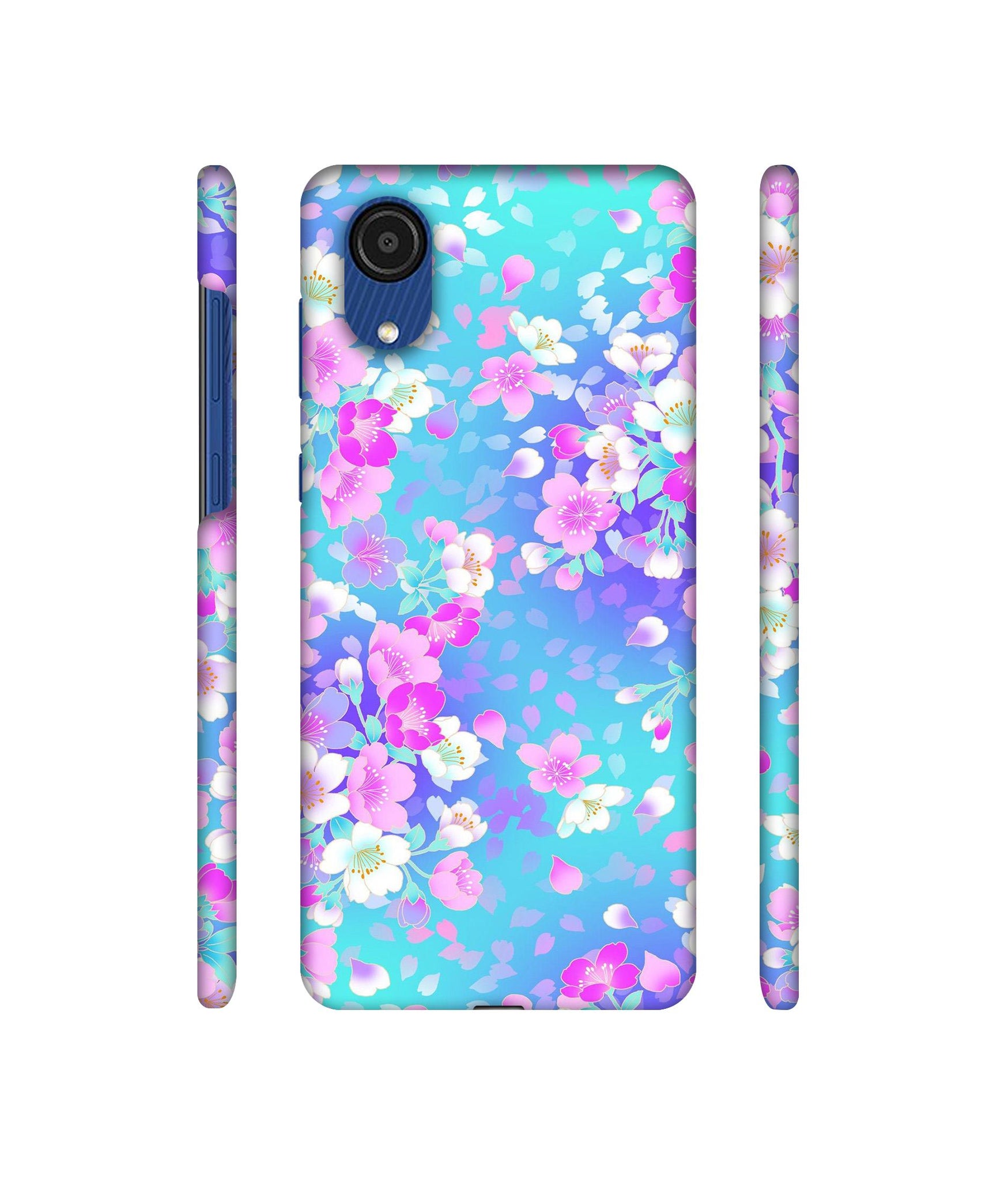 Floral Blue Pattern Designer Hard Back Cover for Samsung Galaxy A03 Core