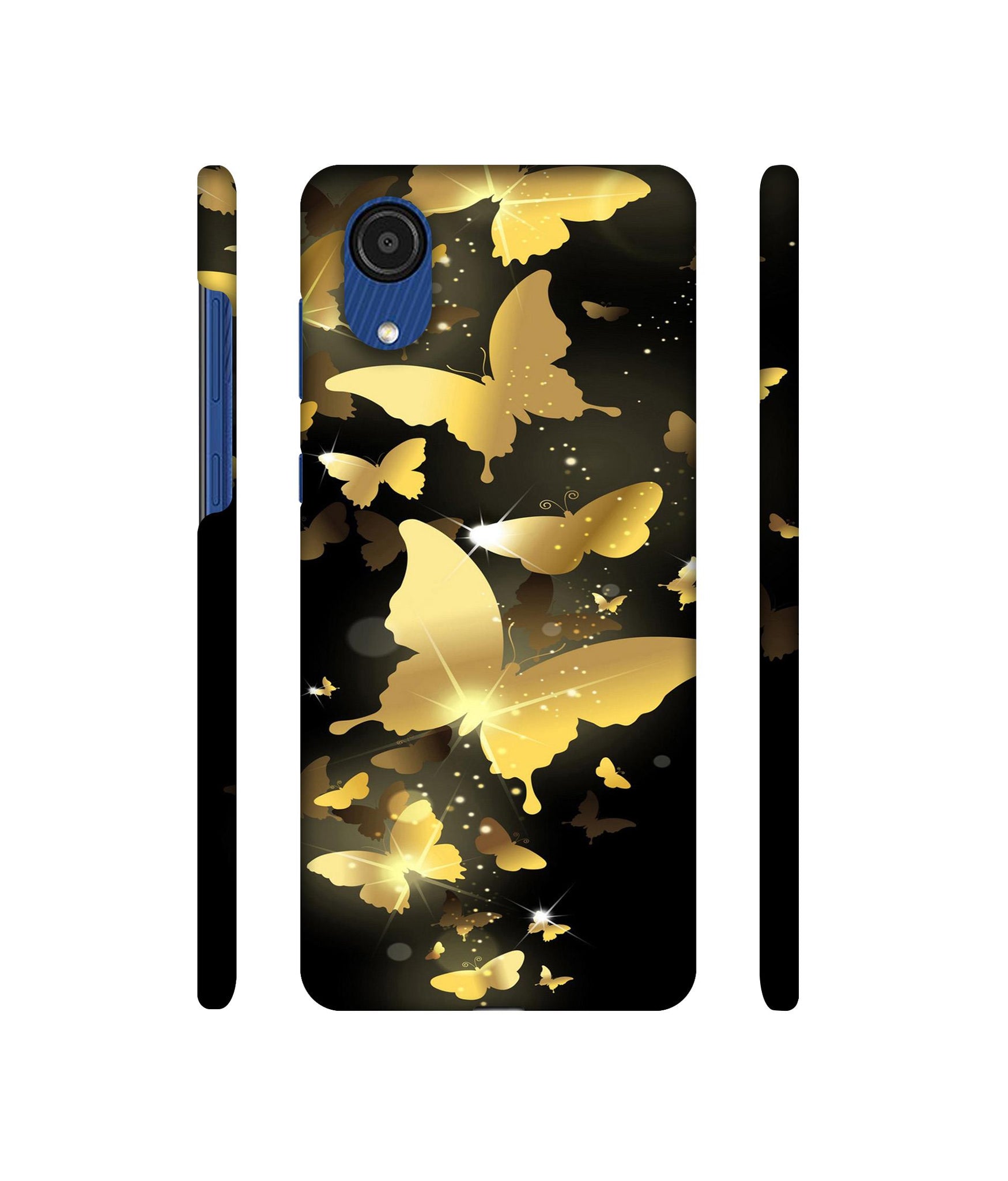 Golden Butterfly Pattern Designer Hard Back Cover for Samsung Galaxy A03 Core