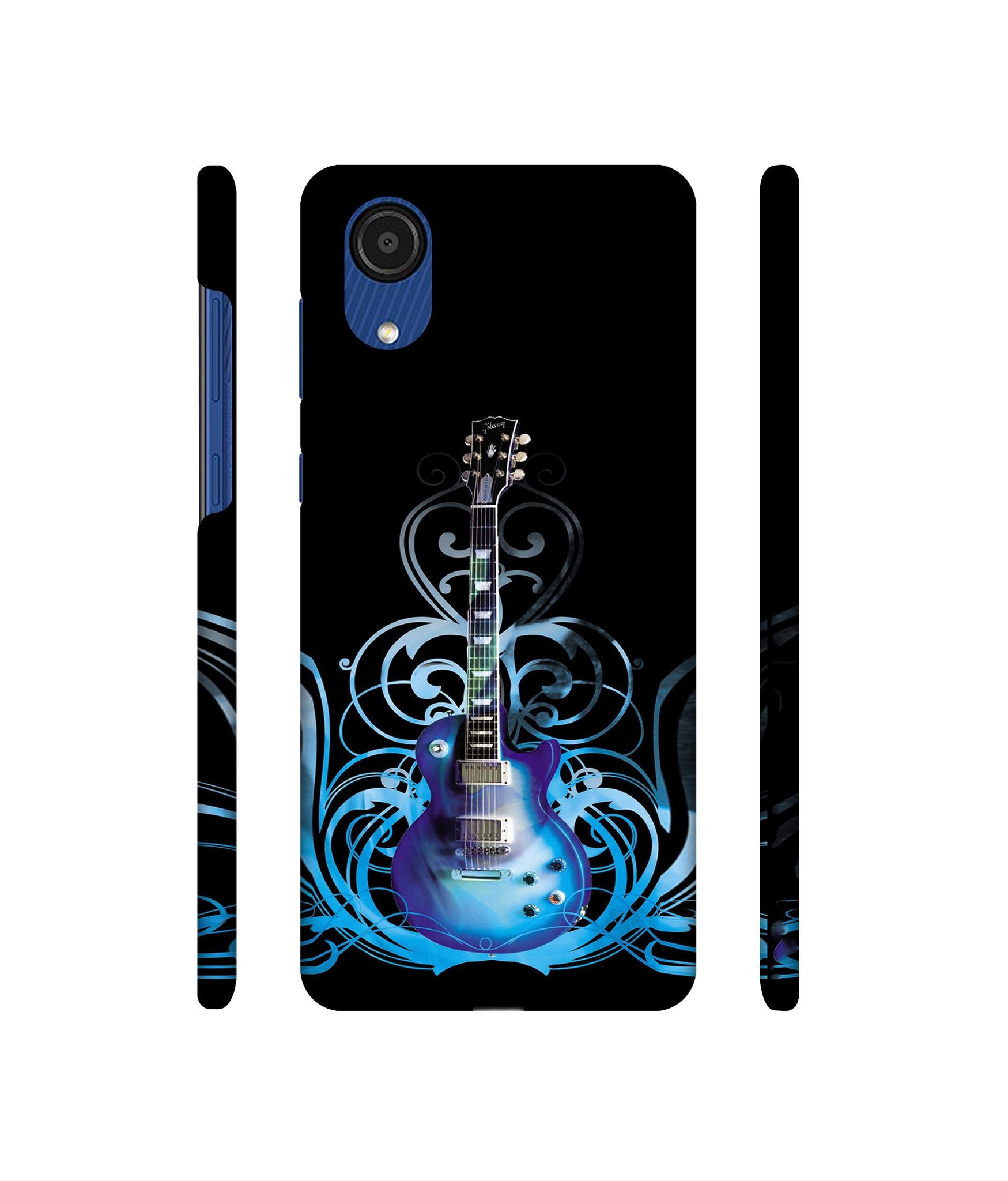 Guitar In Blue Pattern Designer Hard Back Cover for Samsung Galaxy A03 Core