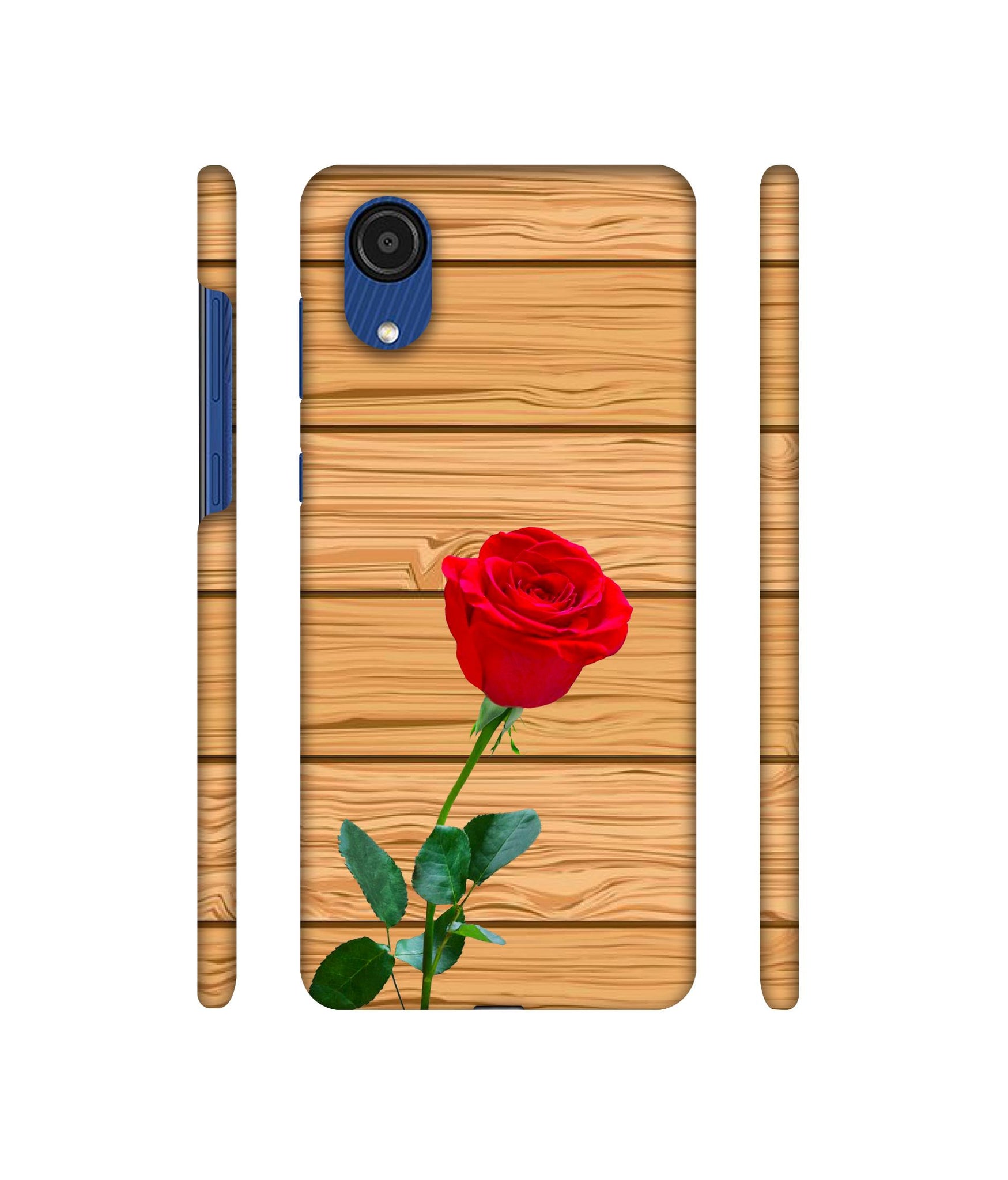 Rose With Wooden Texture Designer Hard Back Cover for Samsung Galaxy A03 Core