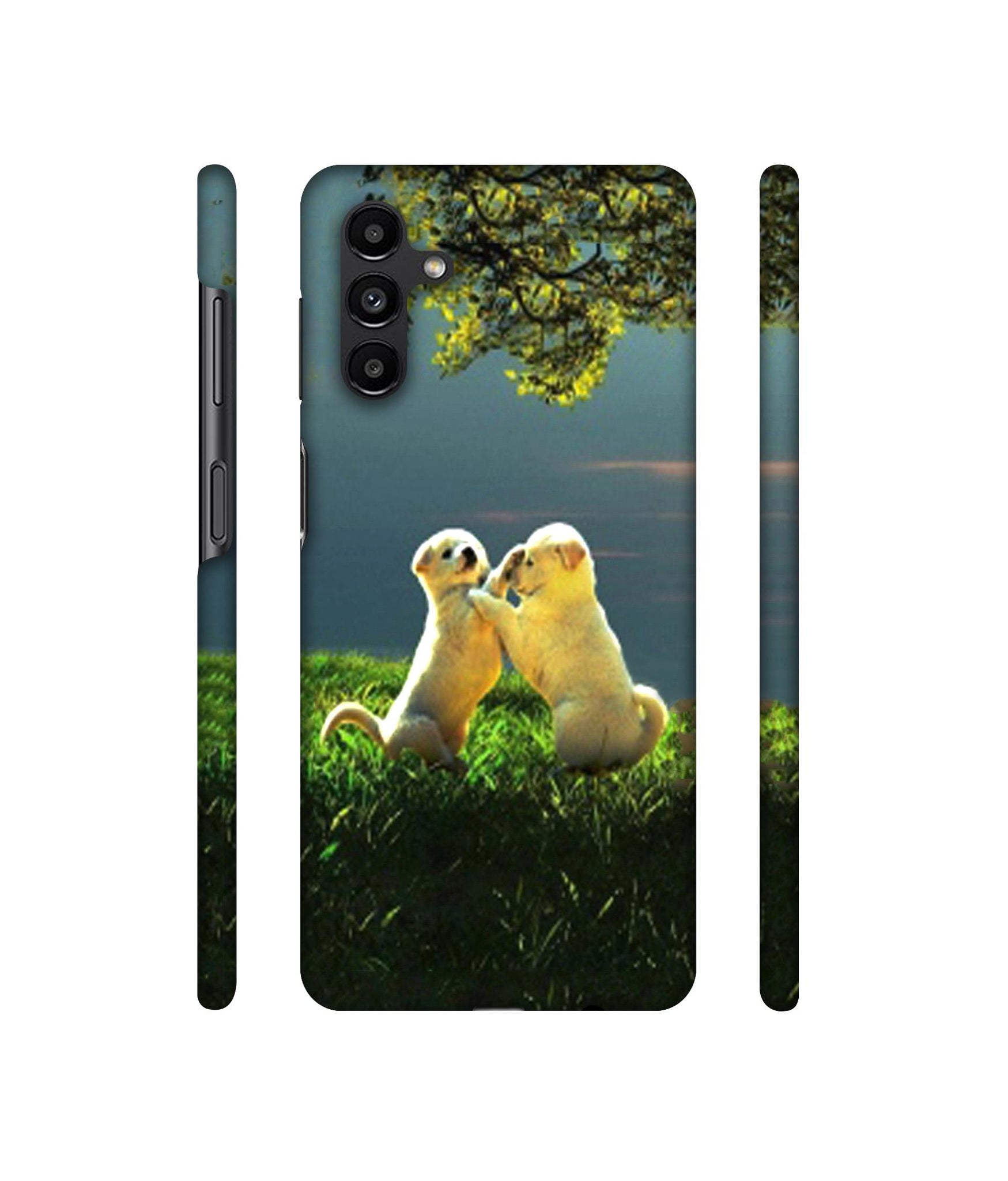 Puppy Couple Play Kids Nature Designer Hard Back Cover for Samsung Galaxy A13 5G