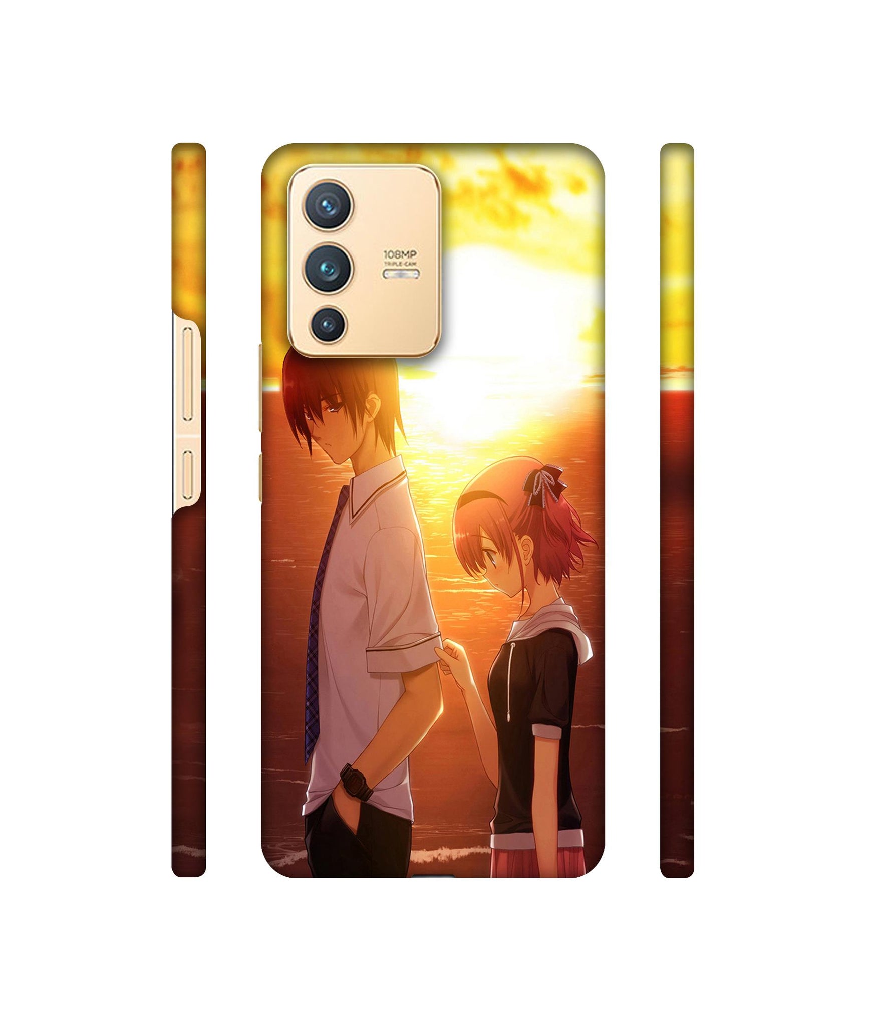 Girl Boy Sunset Sea Designer Hard Back Cover for Vivo V23 5G