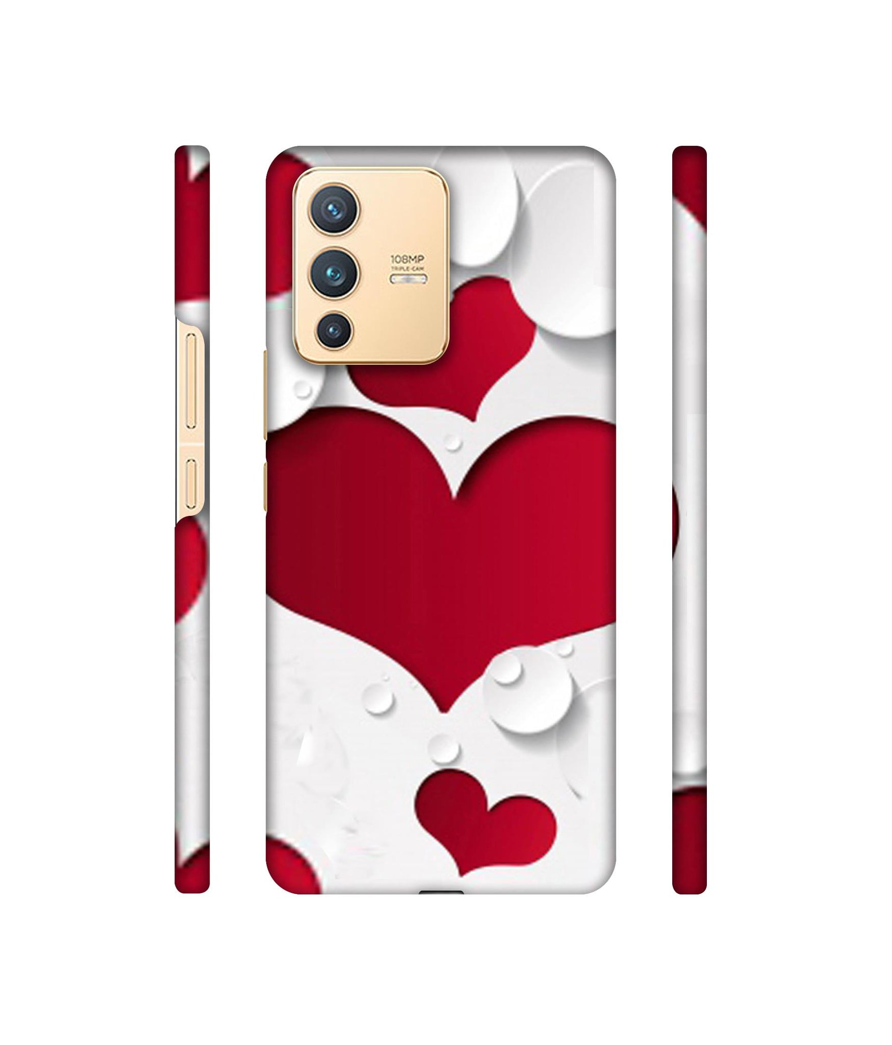 Multiple Hearts Designer Hard Back Cover for Vivo V23 5G