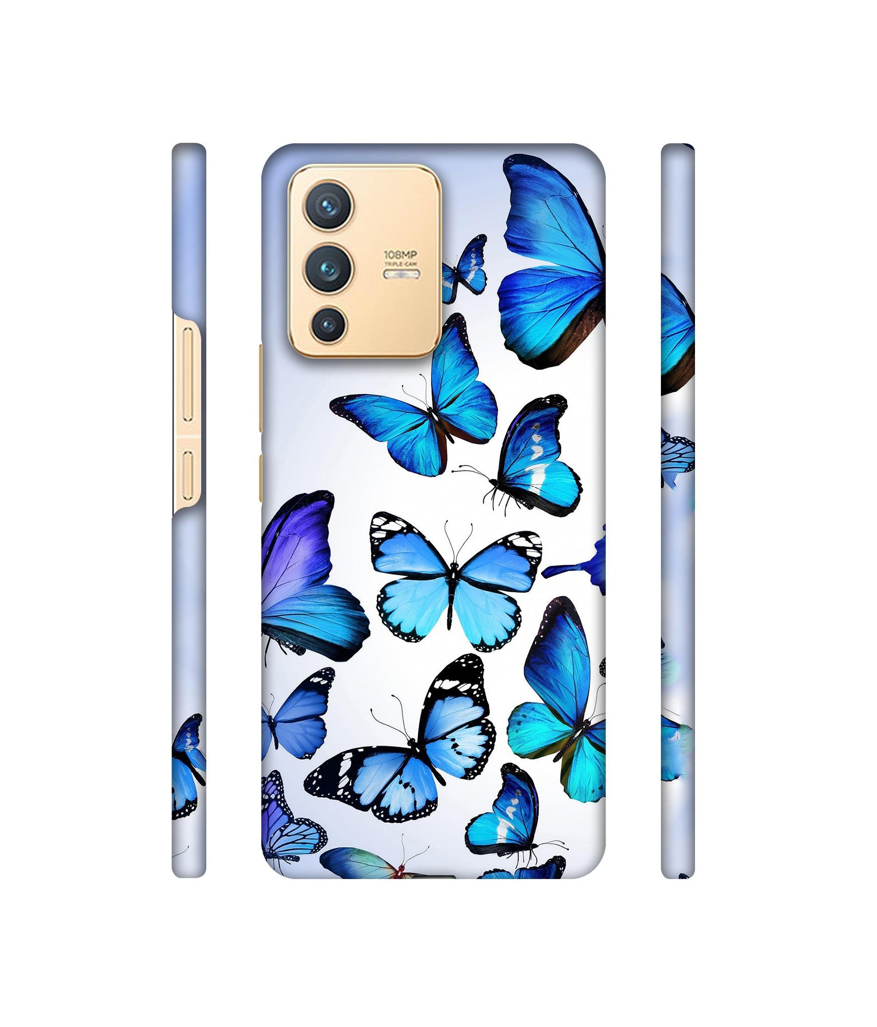 Colorful Flying Butterfly Designer Hard Back Cover for Vivo V23 5G