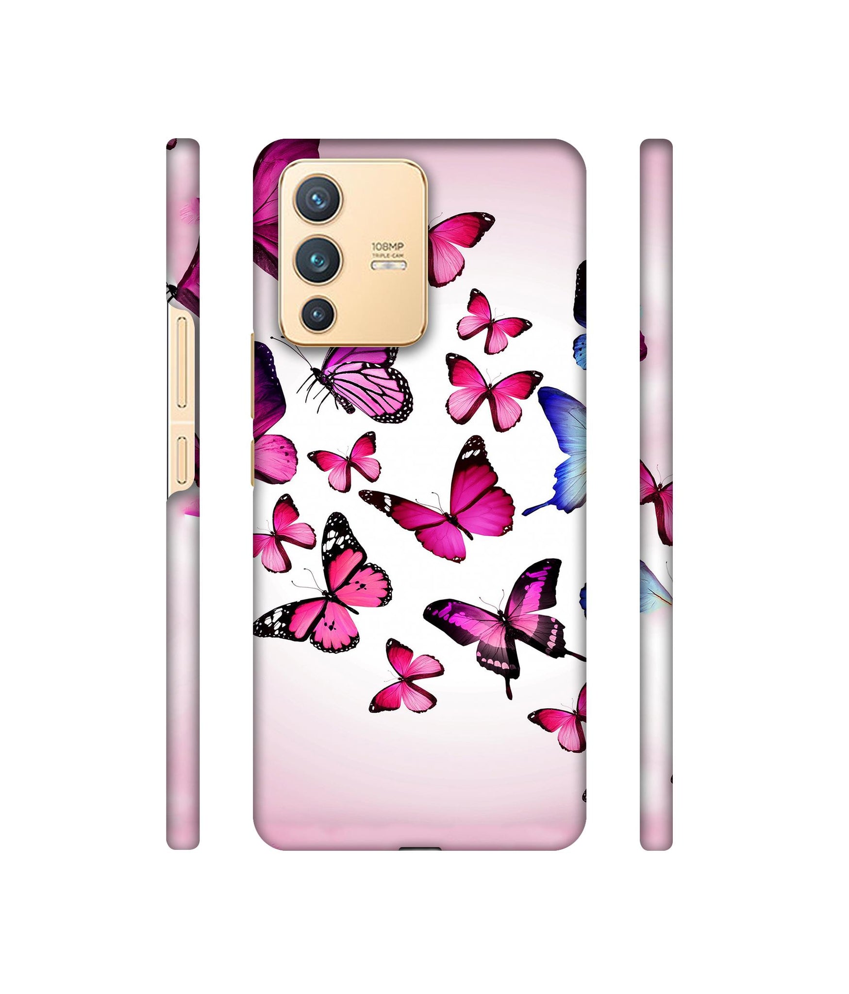 Flying Colorful Butterfly Designer Hard Back Cover for Vivo V23 5G