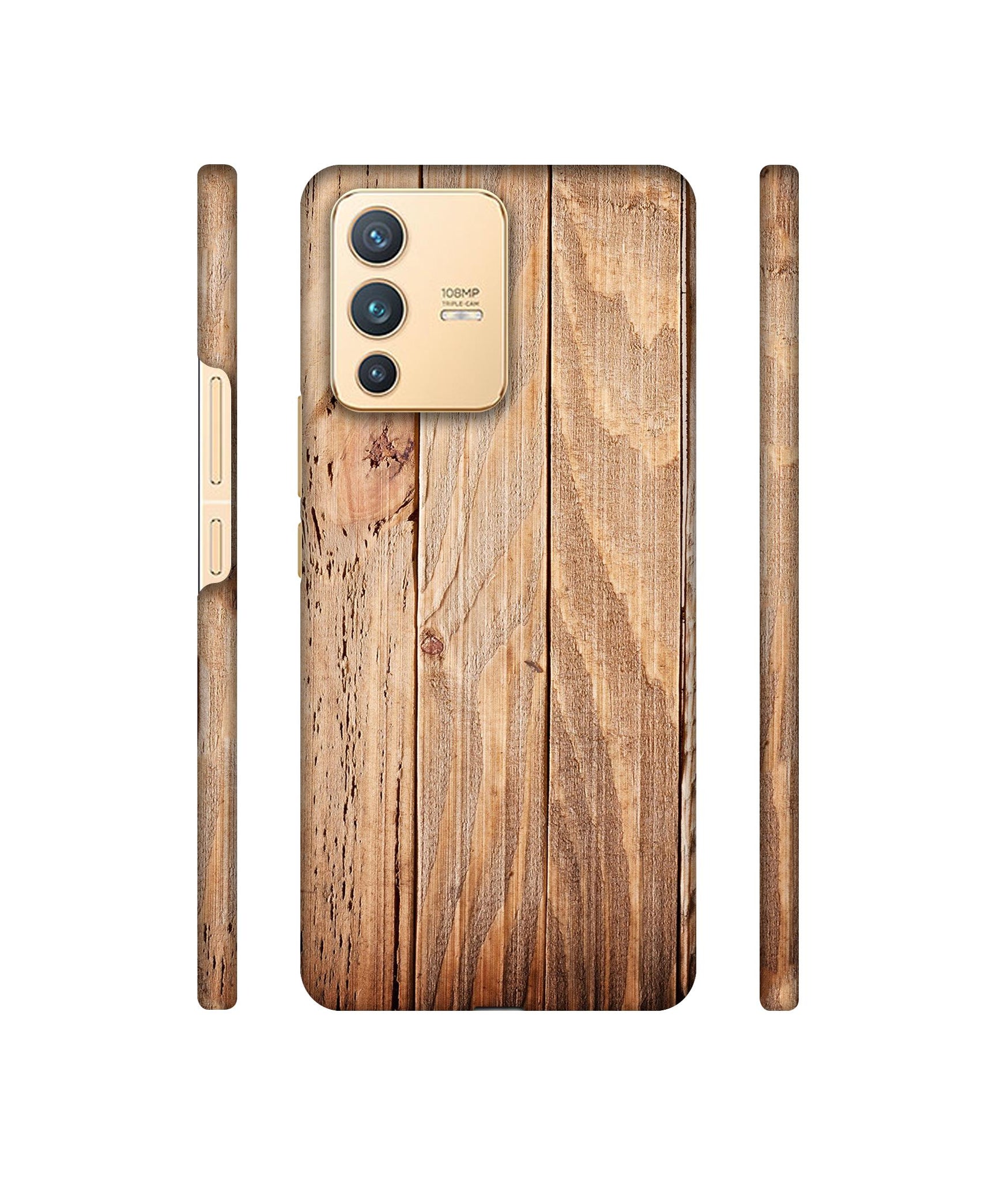 Wooden Texture Designer Hard Back Cover for Vivo V23 5G