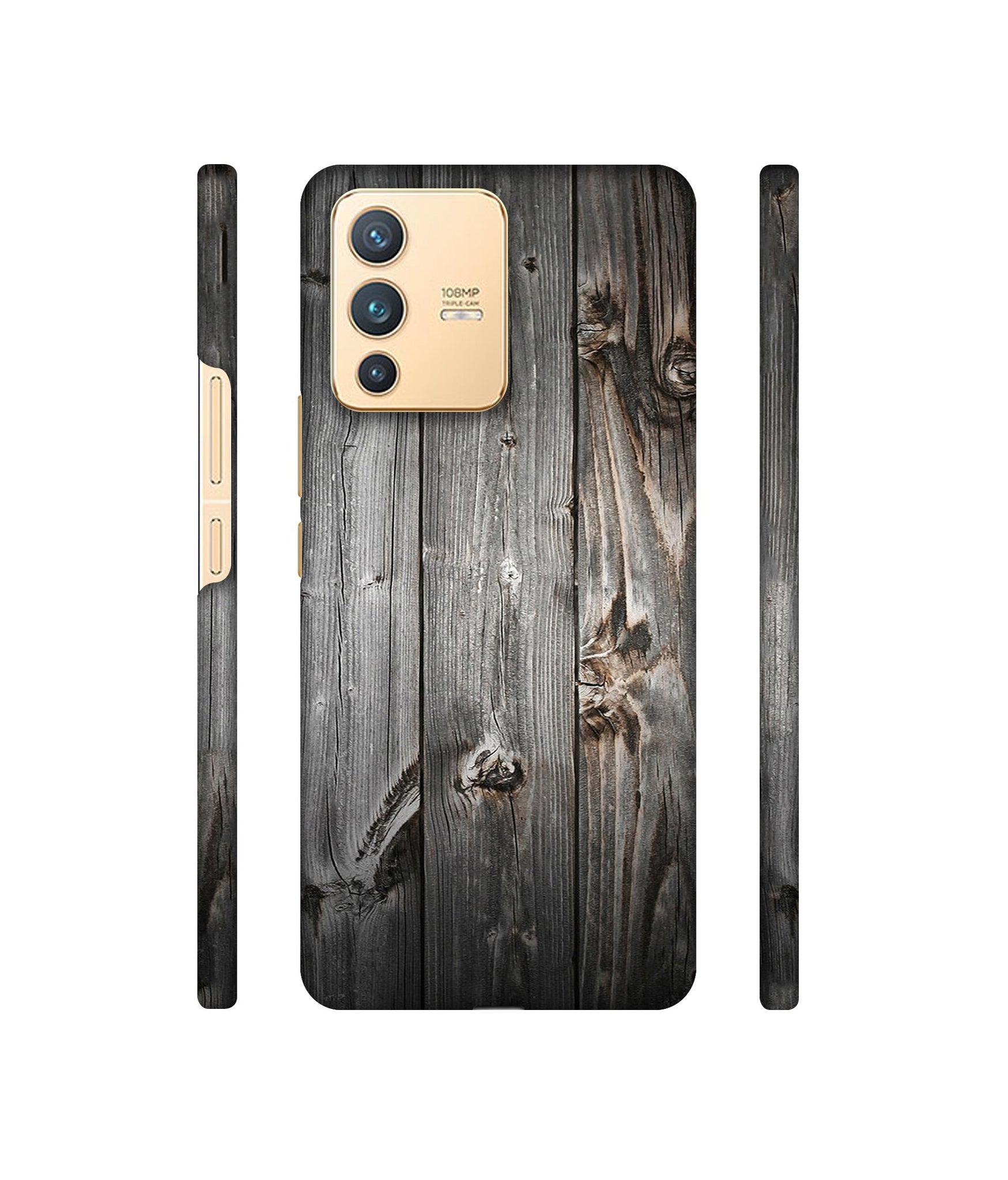 Grey Wooden Texture Designer Hard Back Cover for Vivo V23 5G