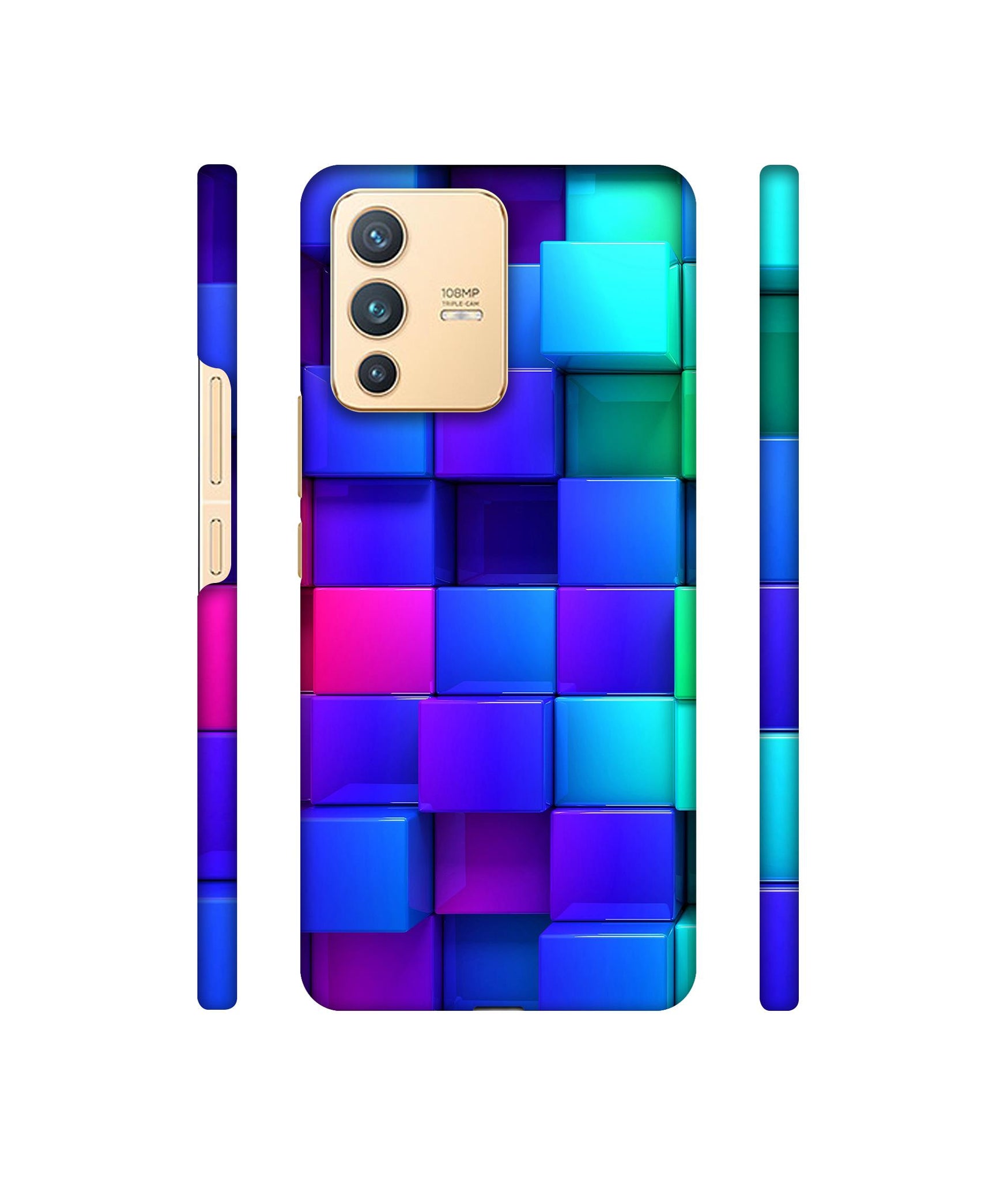 Blocks Rainbow 3D Graphics Designer Hard Back Cover for Vivo V23 5G