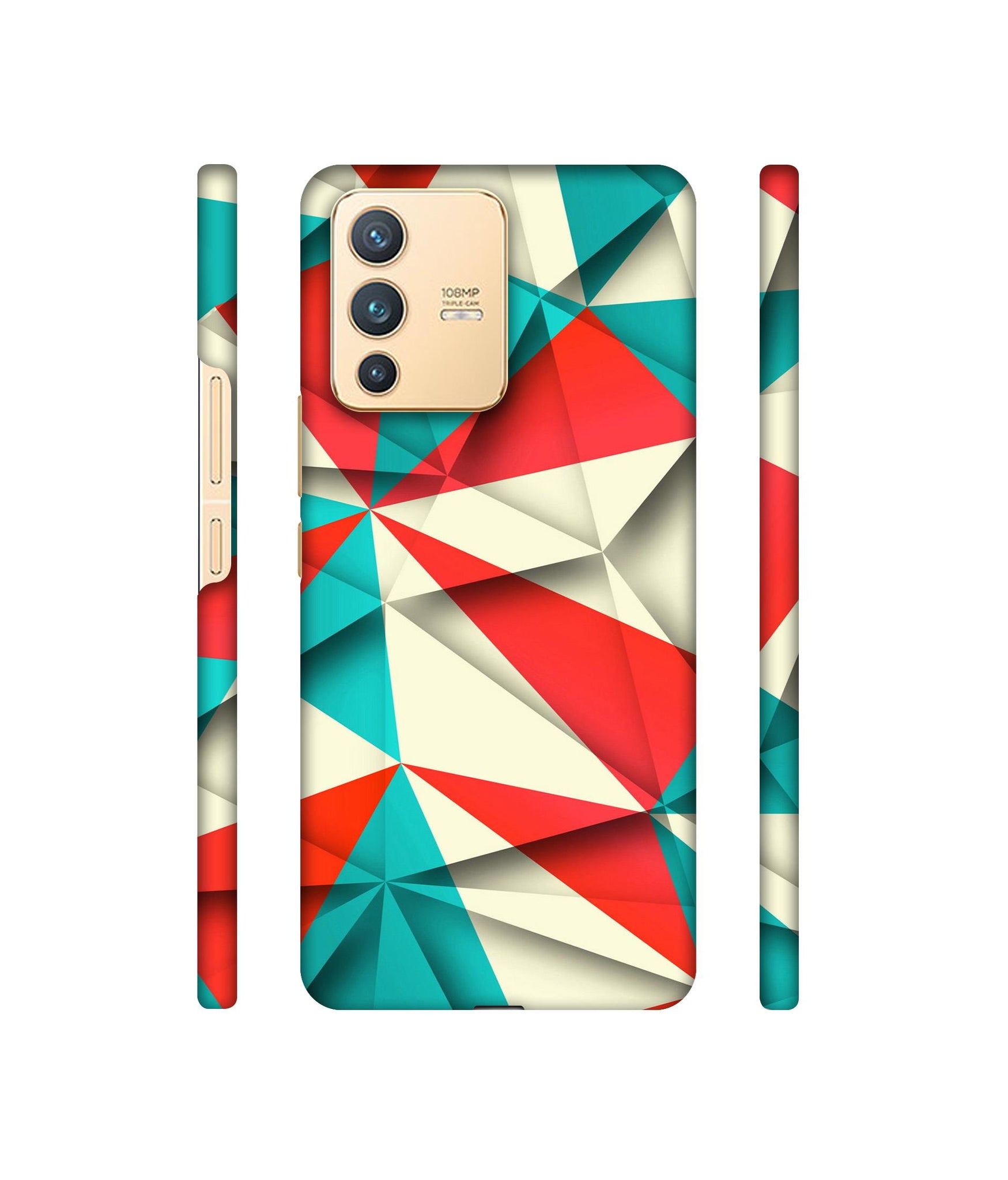 Red Blue White Pattern Designer Hard Back Cover for Vivo V23 5G