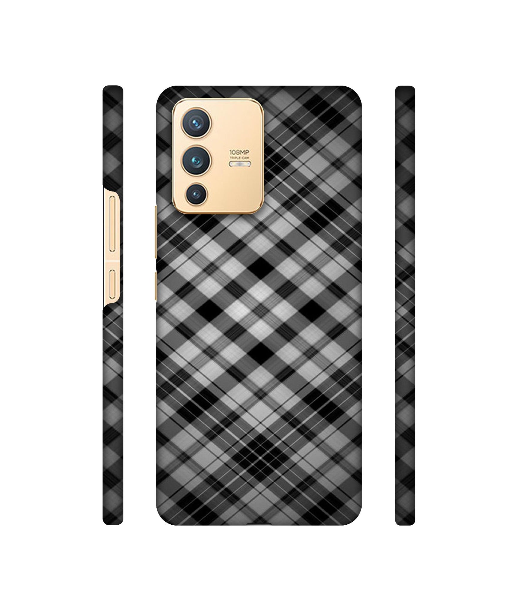 Black Stripes Pattern Designer Hard Back Cover for Vivo V23 5G