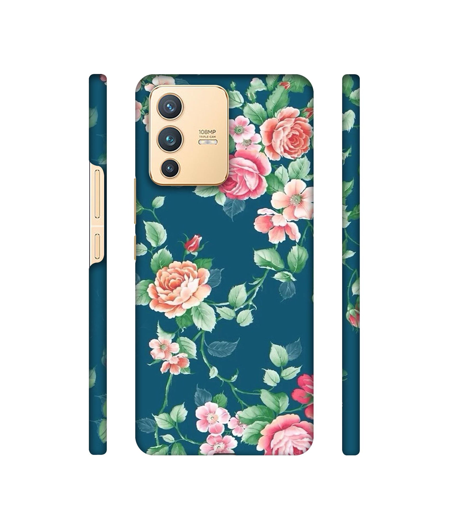 Vintage Floral Designer Hard Back Cover for Vivo V23 5G