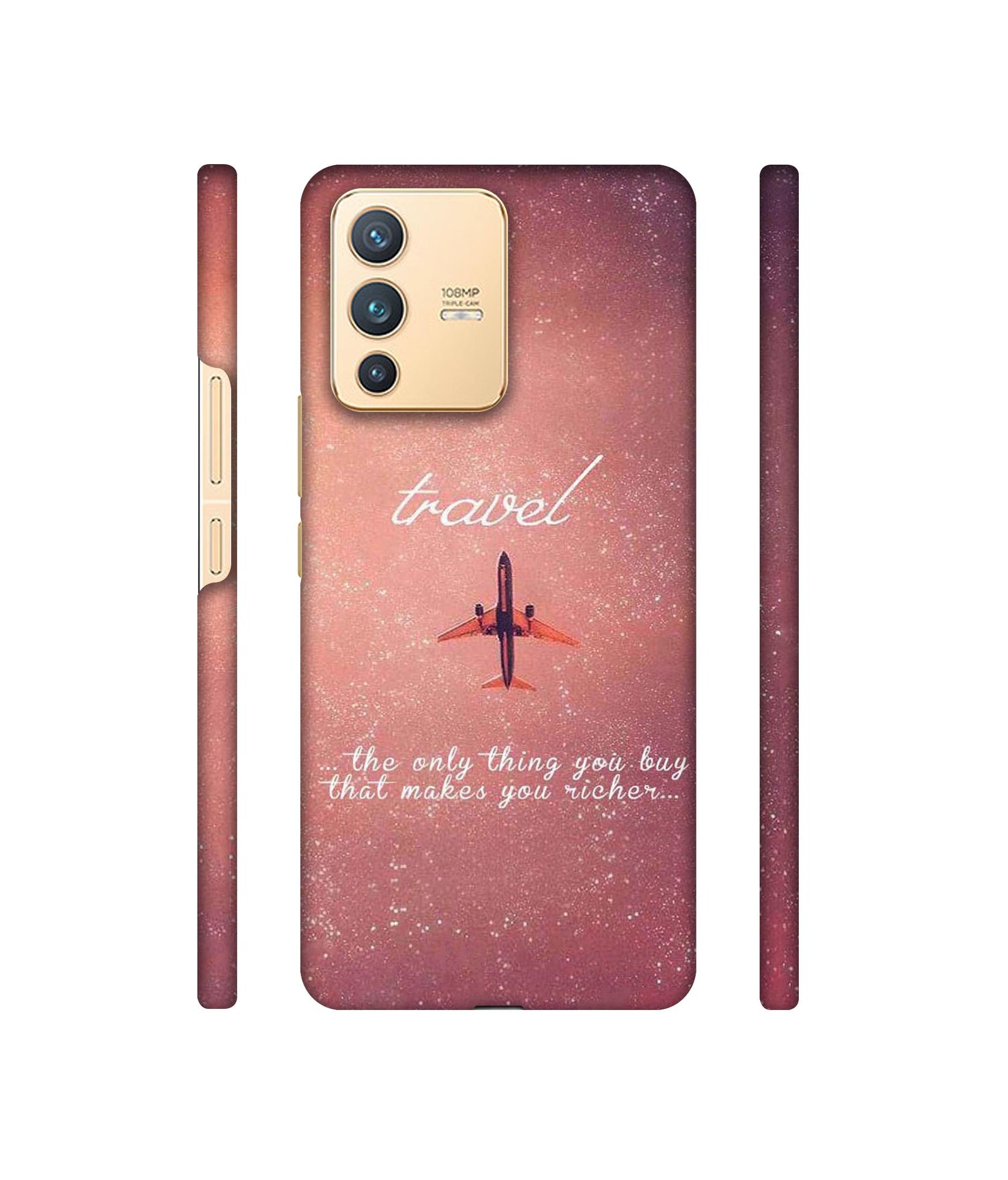 Travel with Plane Designer Hard Back Cover for Vivo V23 5G
