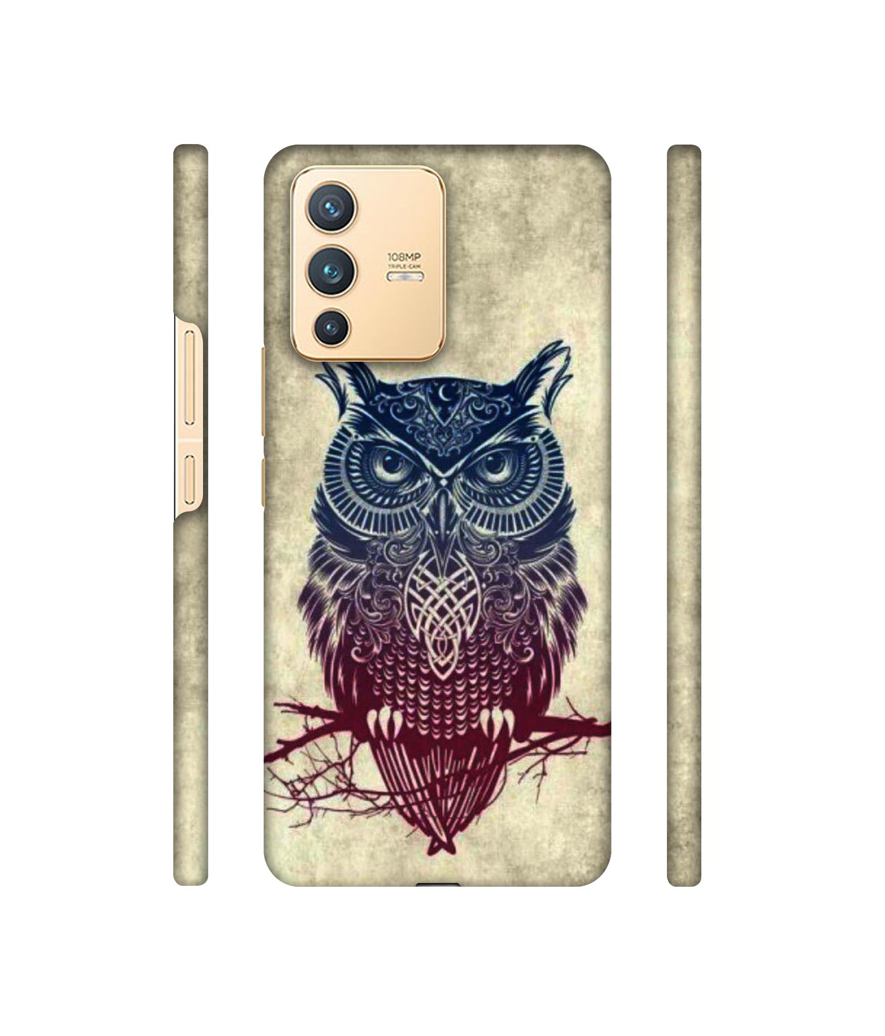 Owl Pattern Designer Hard Back Cover for Vivo V23 5G