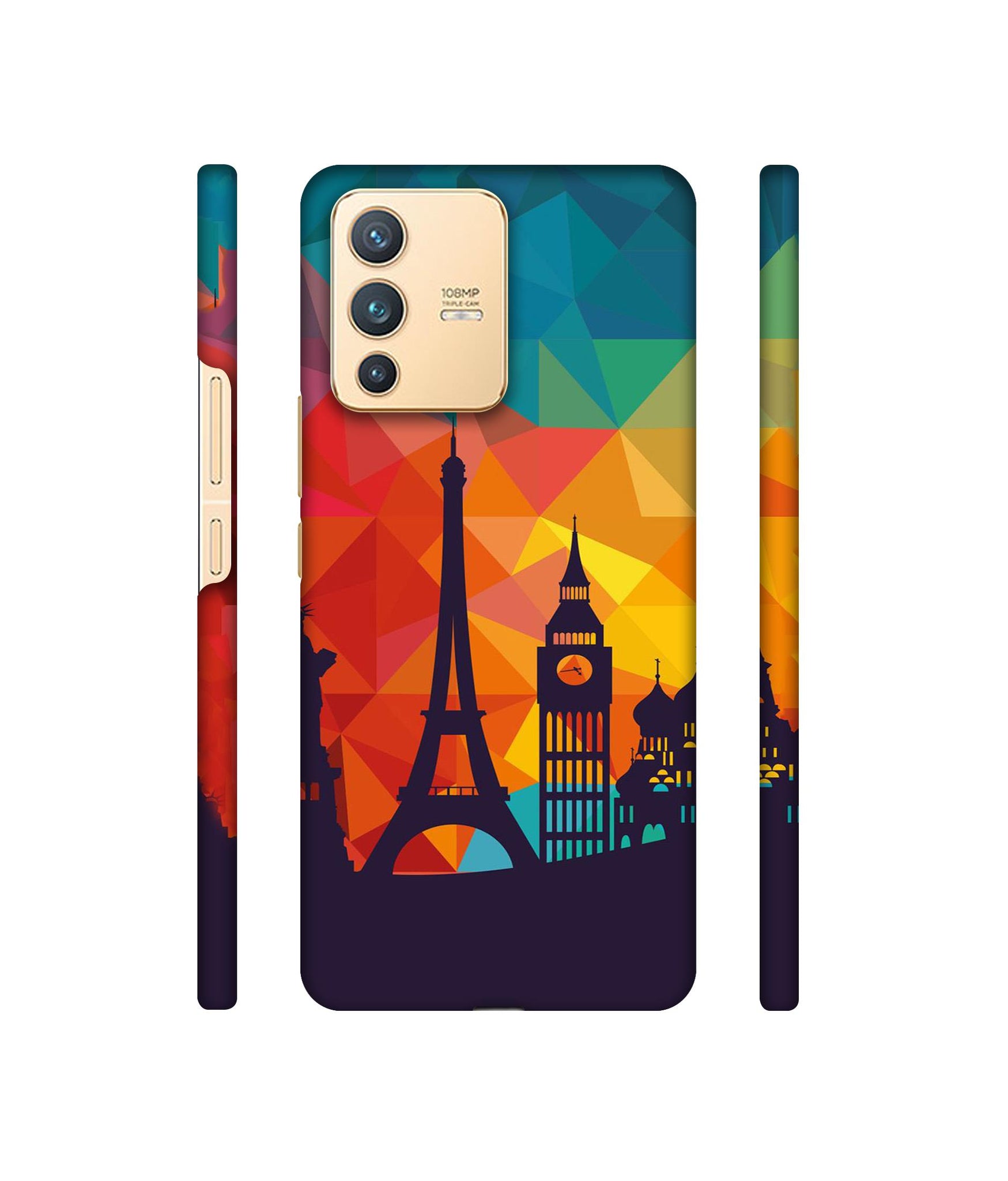 Colored Paris Designer Hard Back Cover for Vivo V23 5G