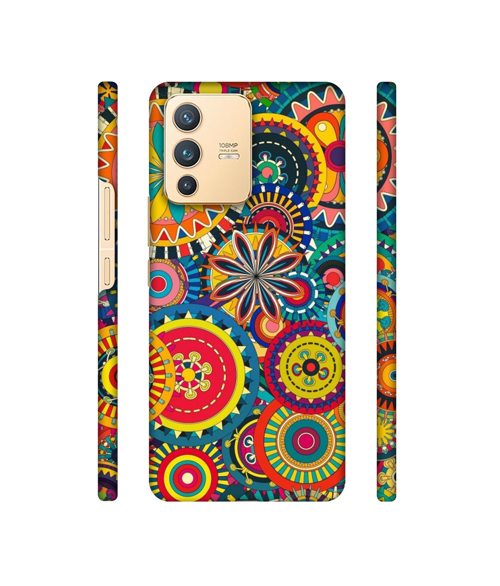 Ring Pattern Print Designer Hard Back Cover for Vivo V23 5G