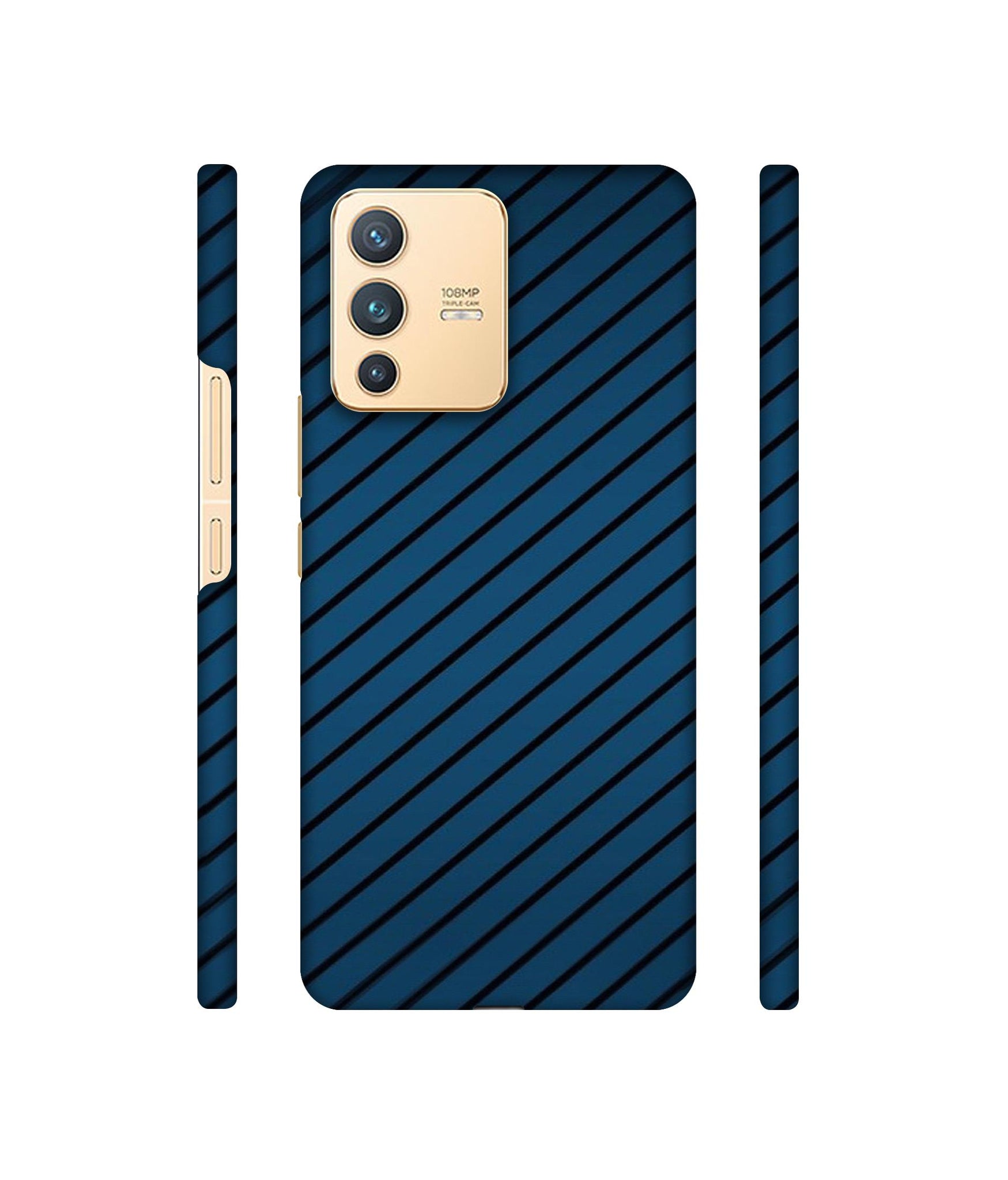 Blue Stripes Designer Hard Back Cover for Vivo V23 5G